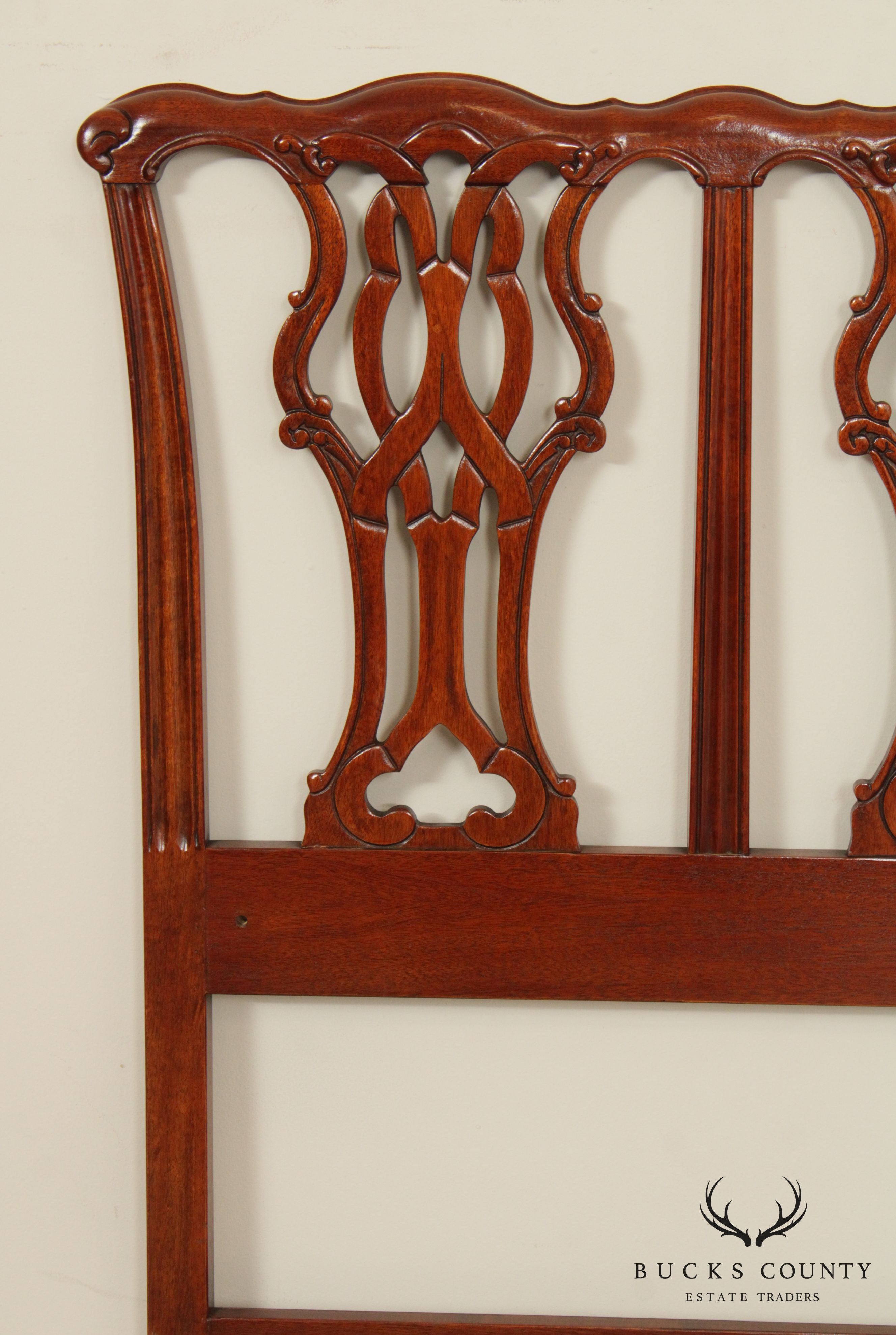 Chippendale Style Carved Mahogany Headboard (B)