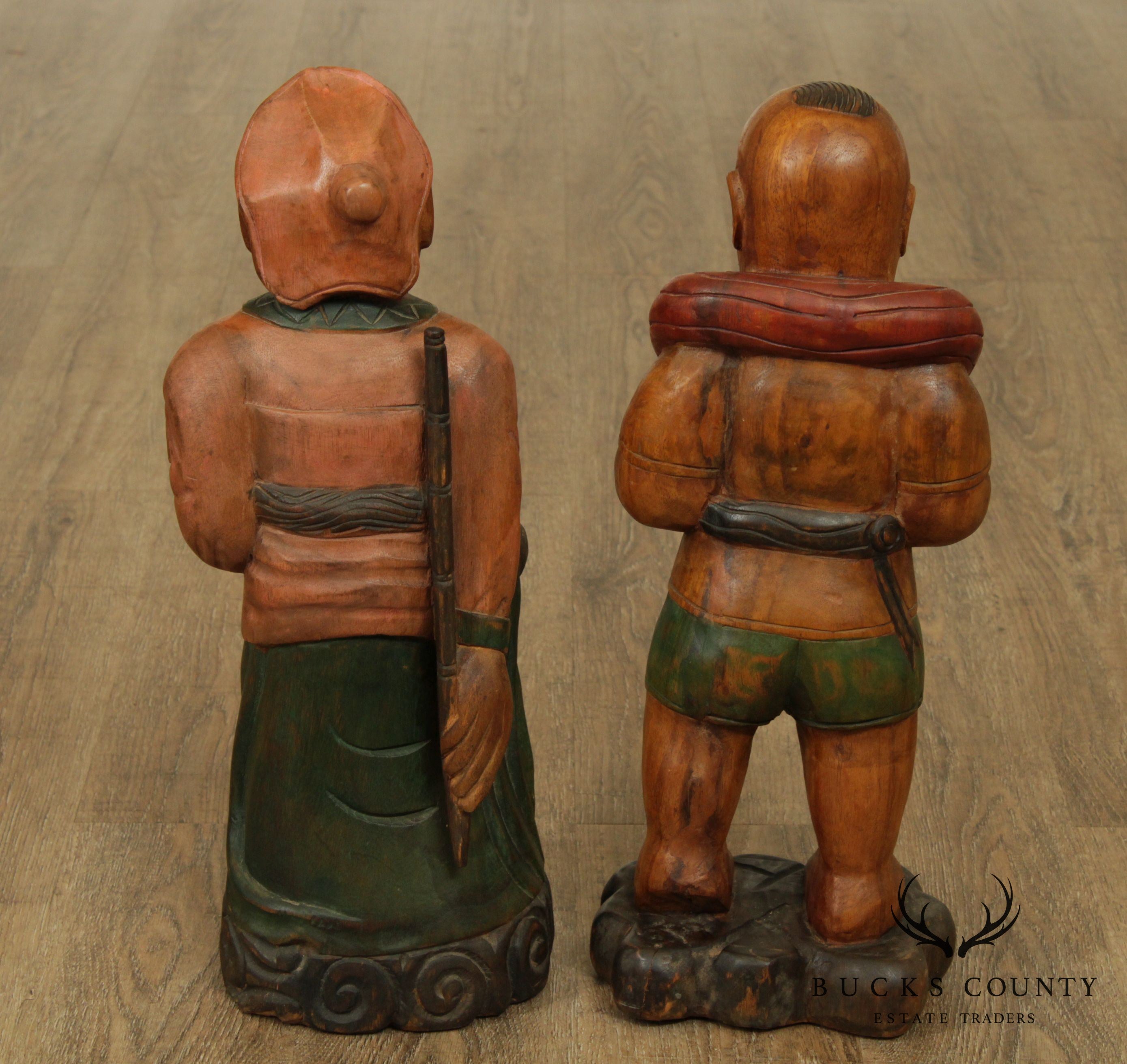 Vintage Pair Chinese Carved Figures