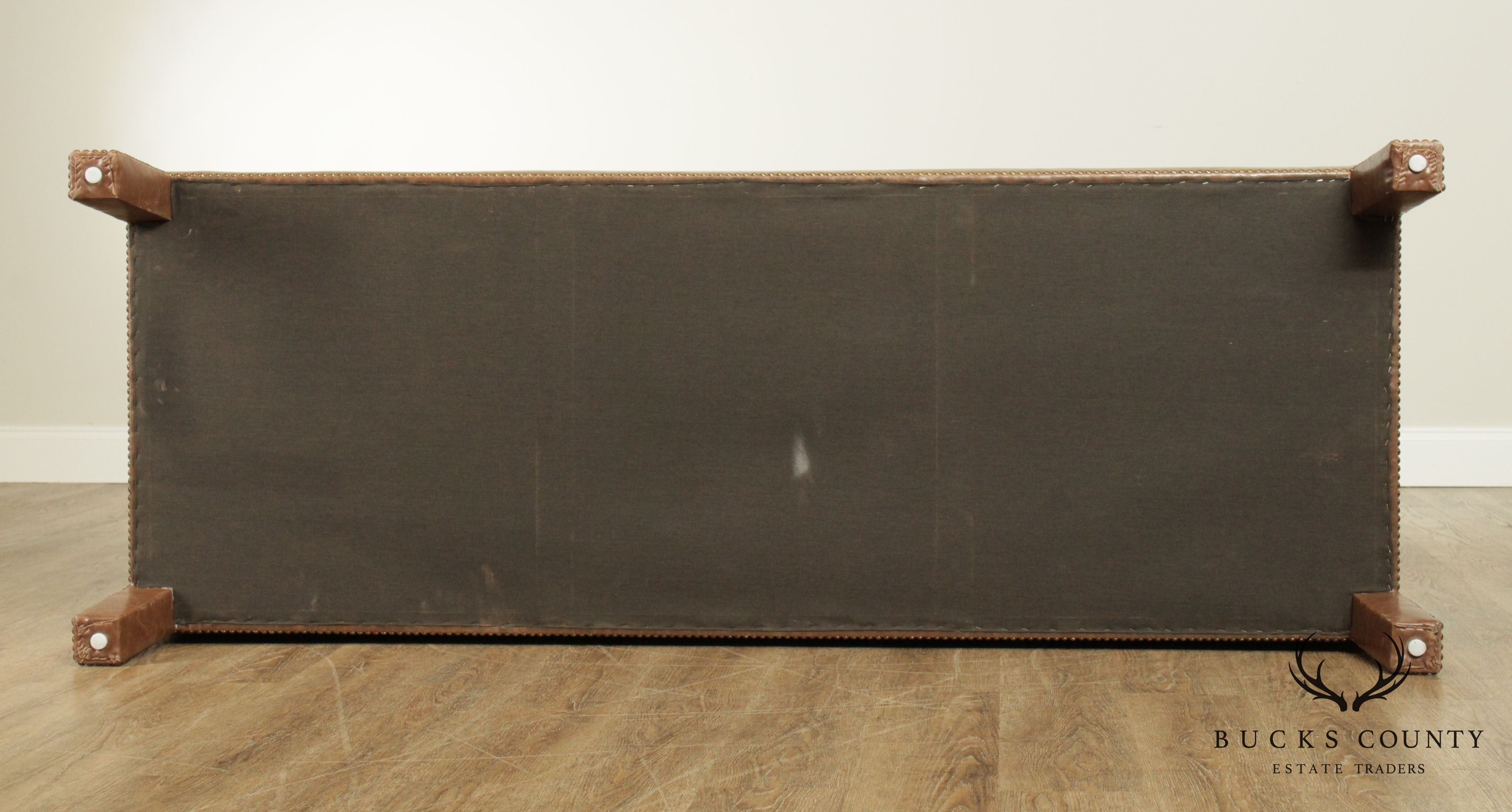 Custom Quality Brown Leather Tufted Long Bench