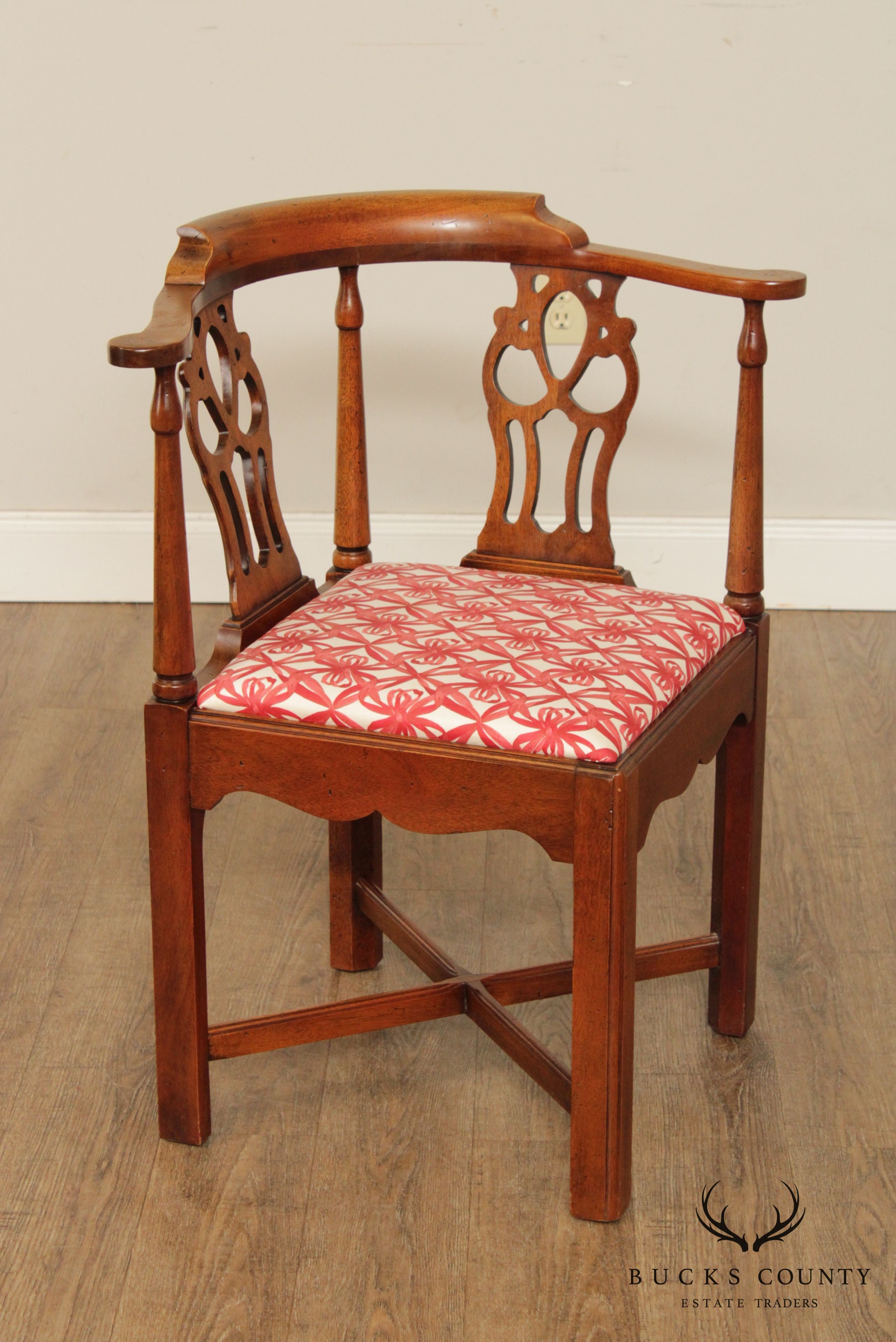 Chippendale Style Vintage Mahogany Corner Chair