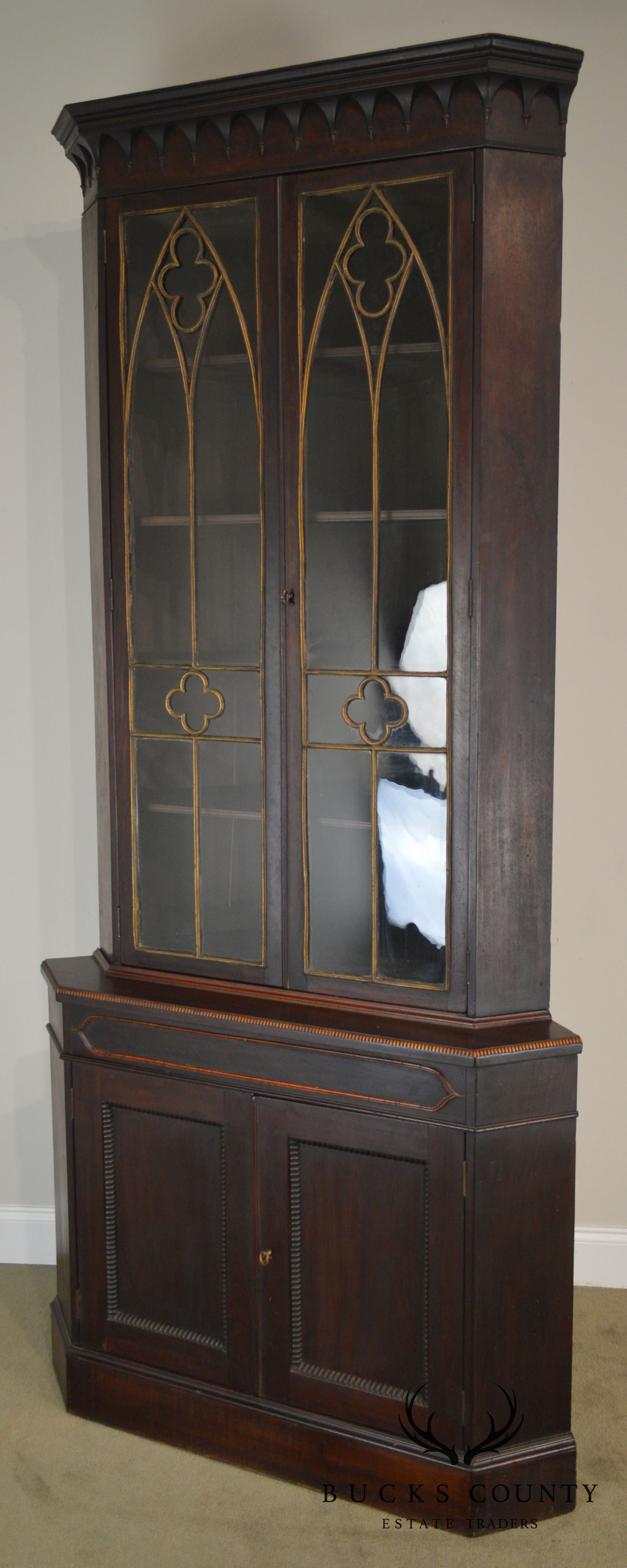 American Gothic Antique Rosewood Corner Cabinet Attributed to Meeks