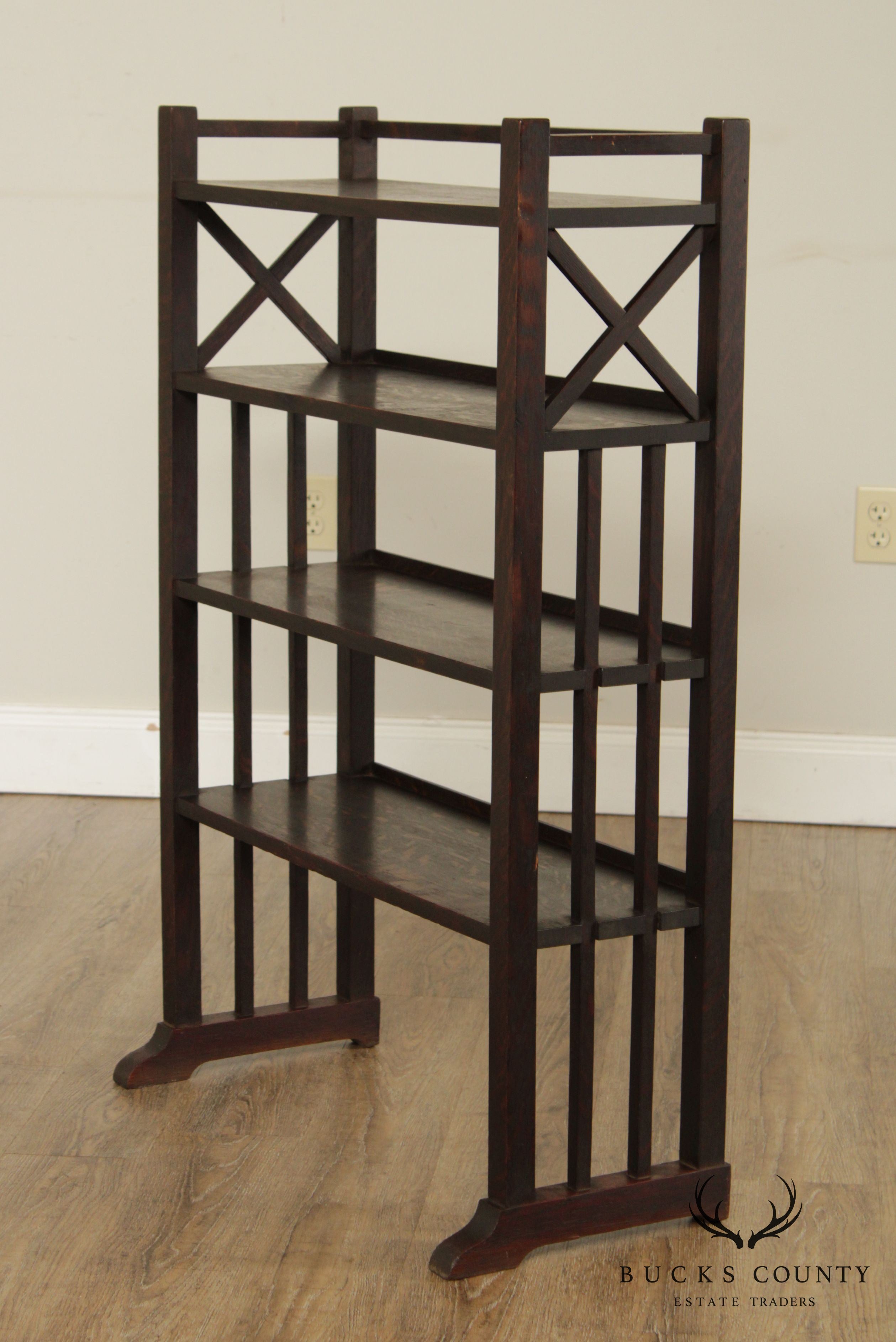 Antique Mission Oak 4 Tier Book Rack