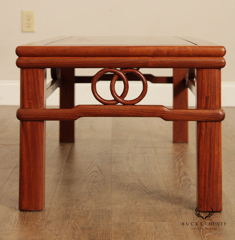 Vintage Chinese Hardwood Carved Rectangular Coffee Table