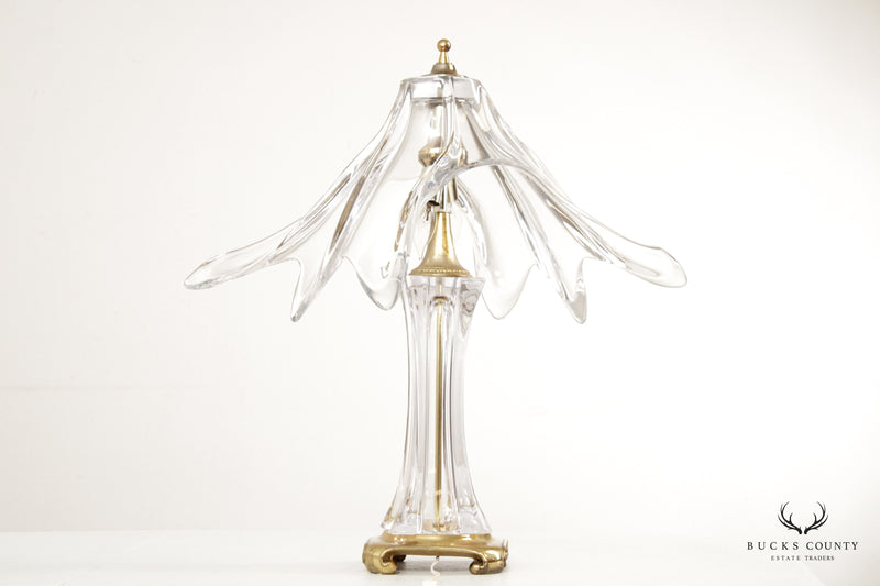 French Cofrac Art Verrier Pair Crystal Table Lamps
