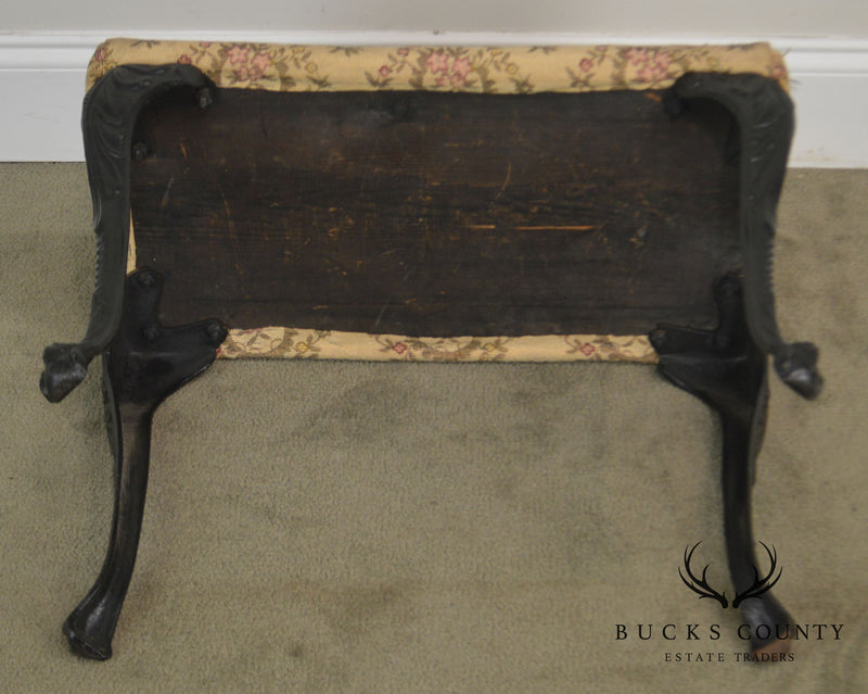 Antique Rococo Style Iron Leg Vanity Bench