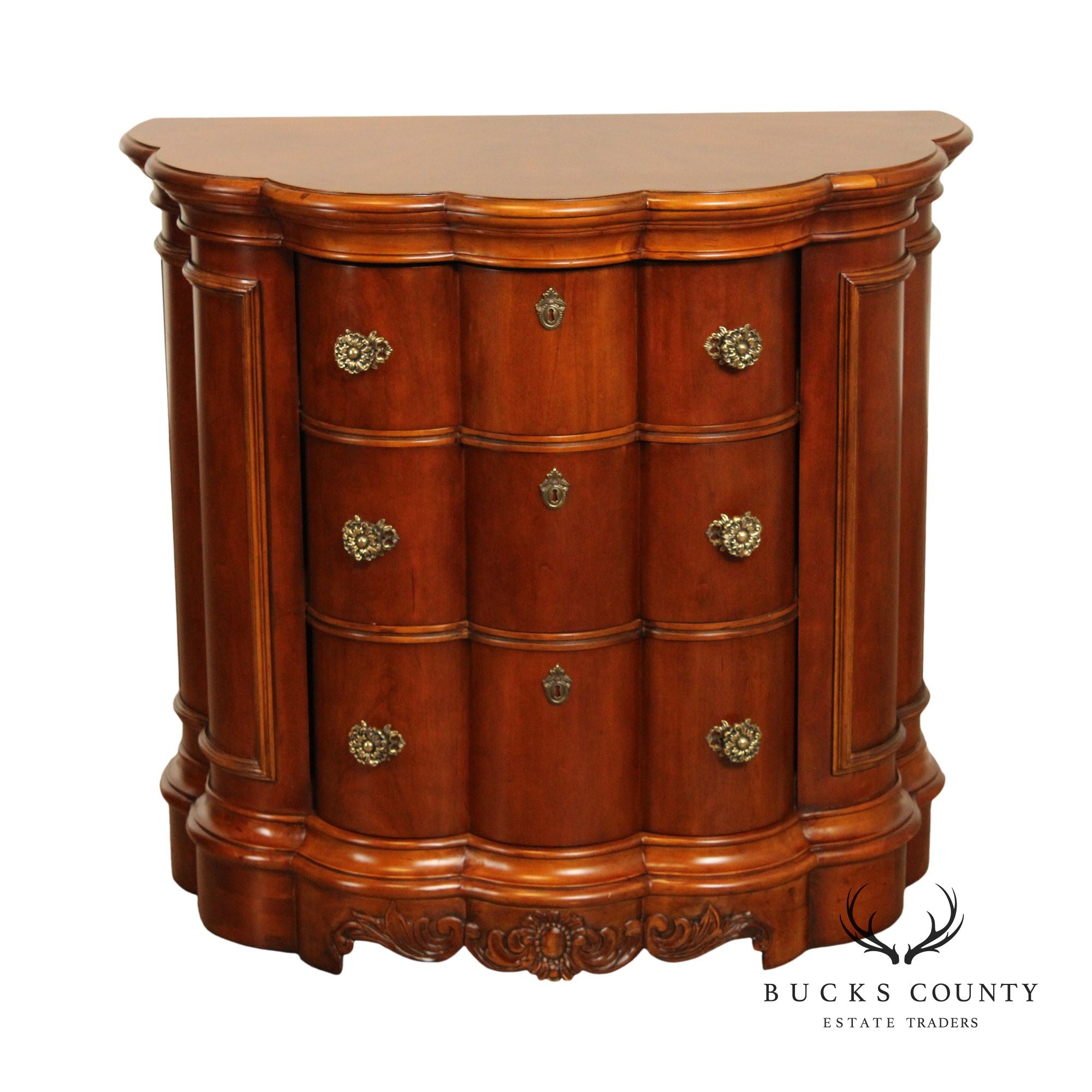 Pulaski Furniture Edwardian Style Cherry Demilune Chest of Drawers