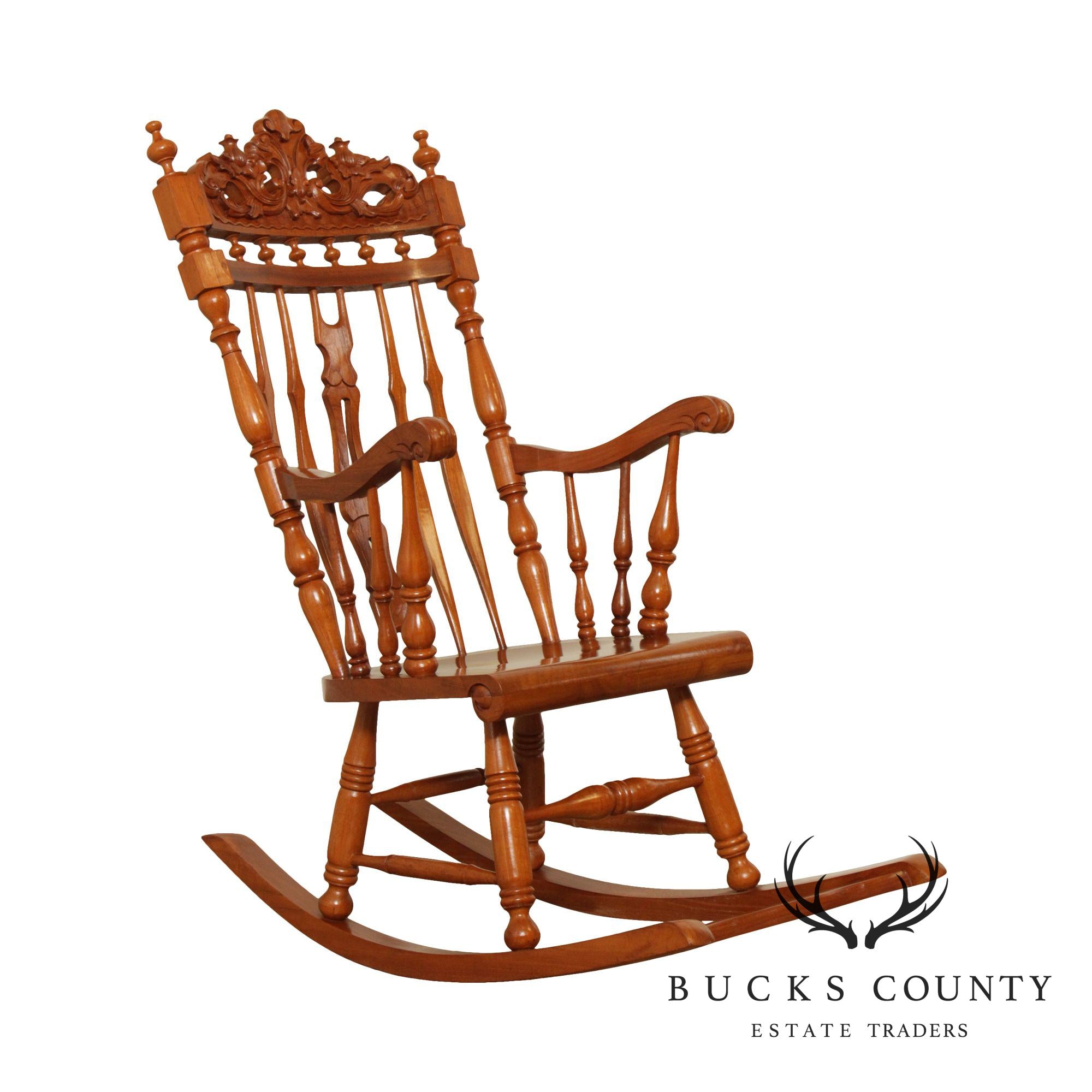 Custom Quality Renaissance Revival Style Carved Rocker