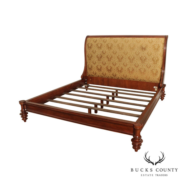 Traditional Upholstered Mahogany King Size Sleigh Bed