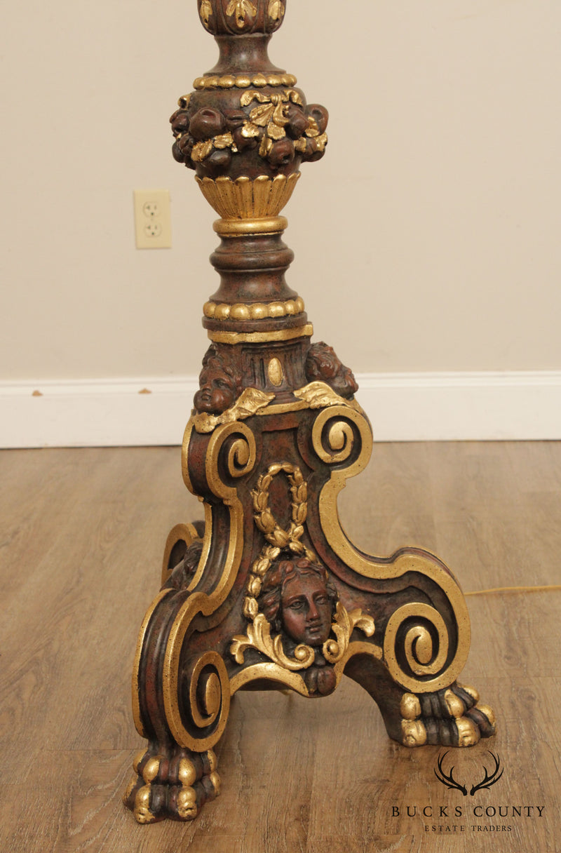 Fine Art Lamps Partial Gilt Baroque Carved Floor Lamp