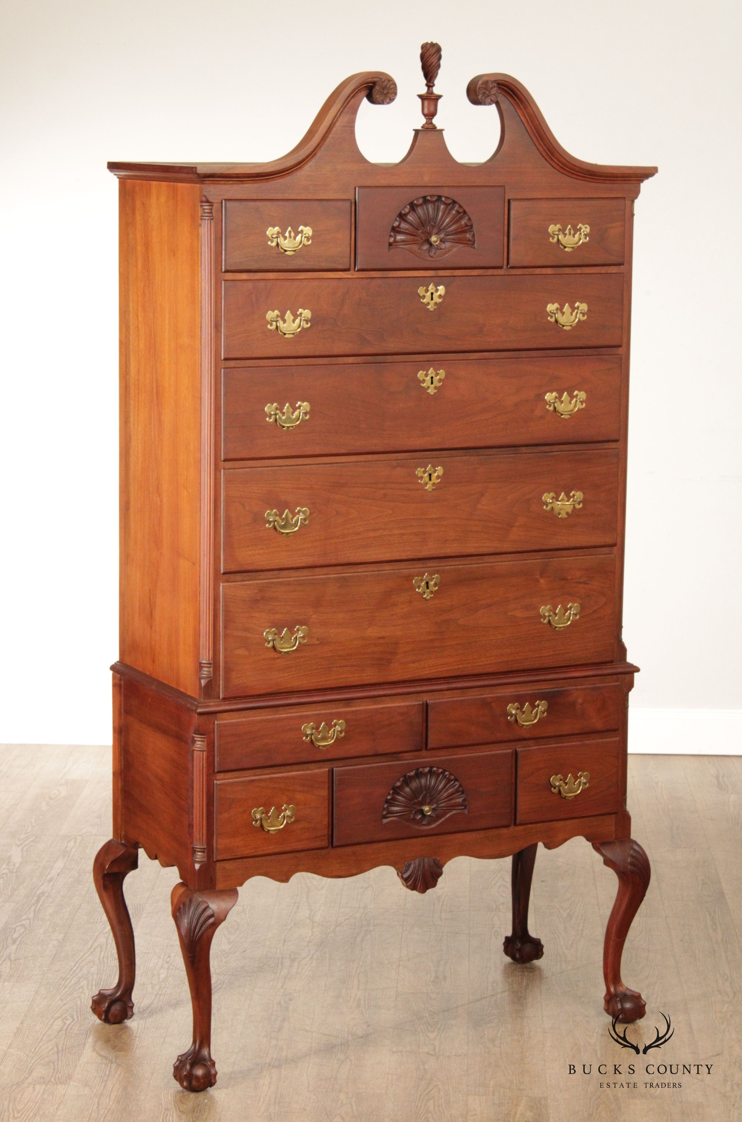 Chippendale Style Custom Crafted Walnut Highboy Chest of Drawers