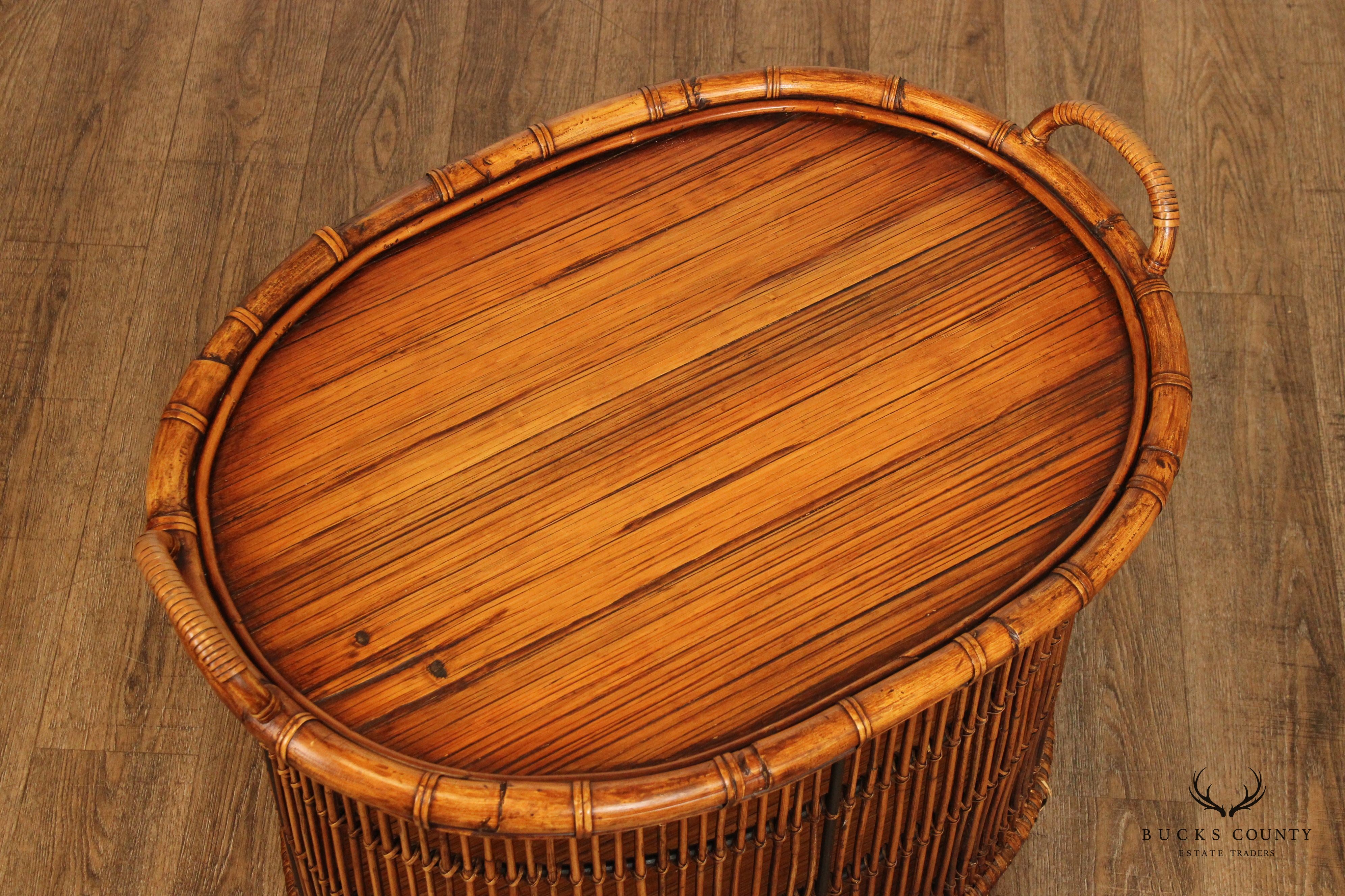 Palecek Bamboo and Rattan Oval Tray Table