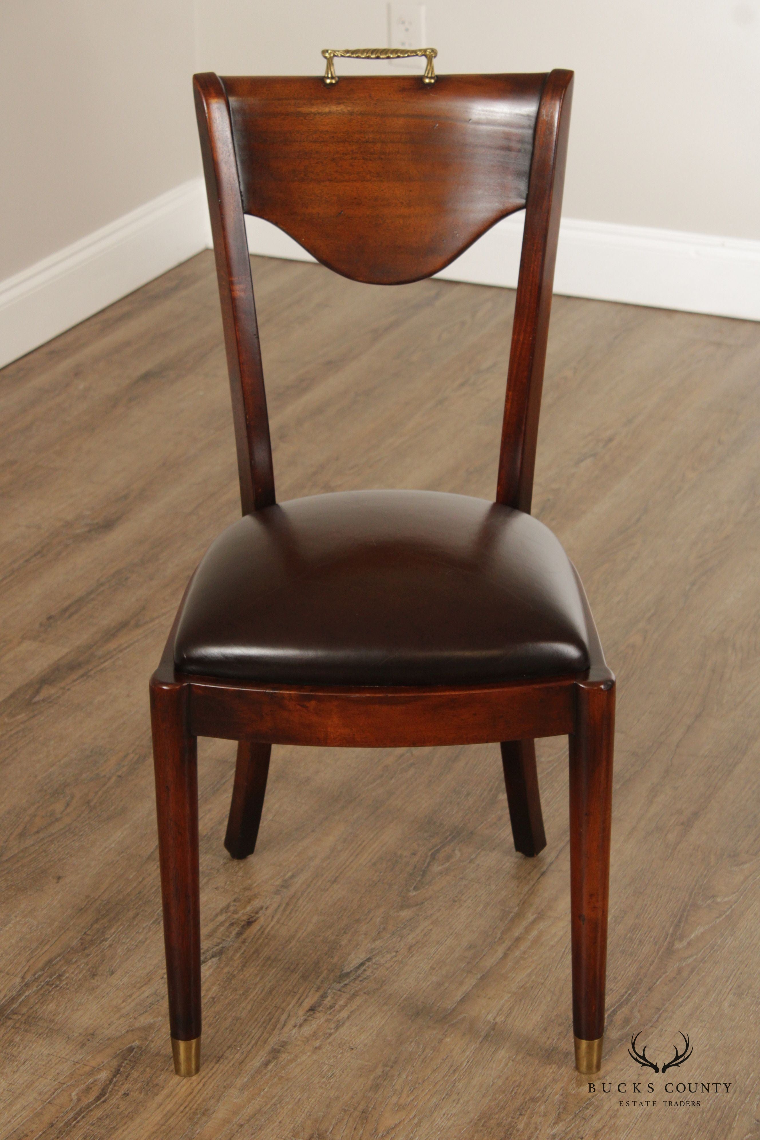 Regency Style Wood and Leather Side Chair