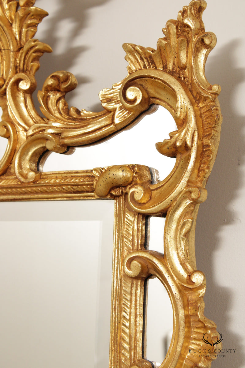 LaBarge Vintage Italian Rococo Large Carved Giltwood Wall Mirror