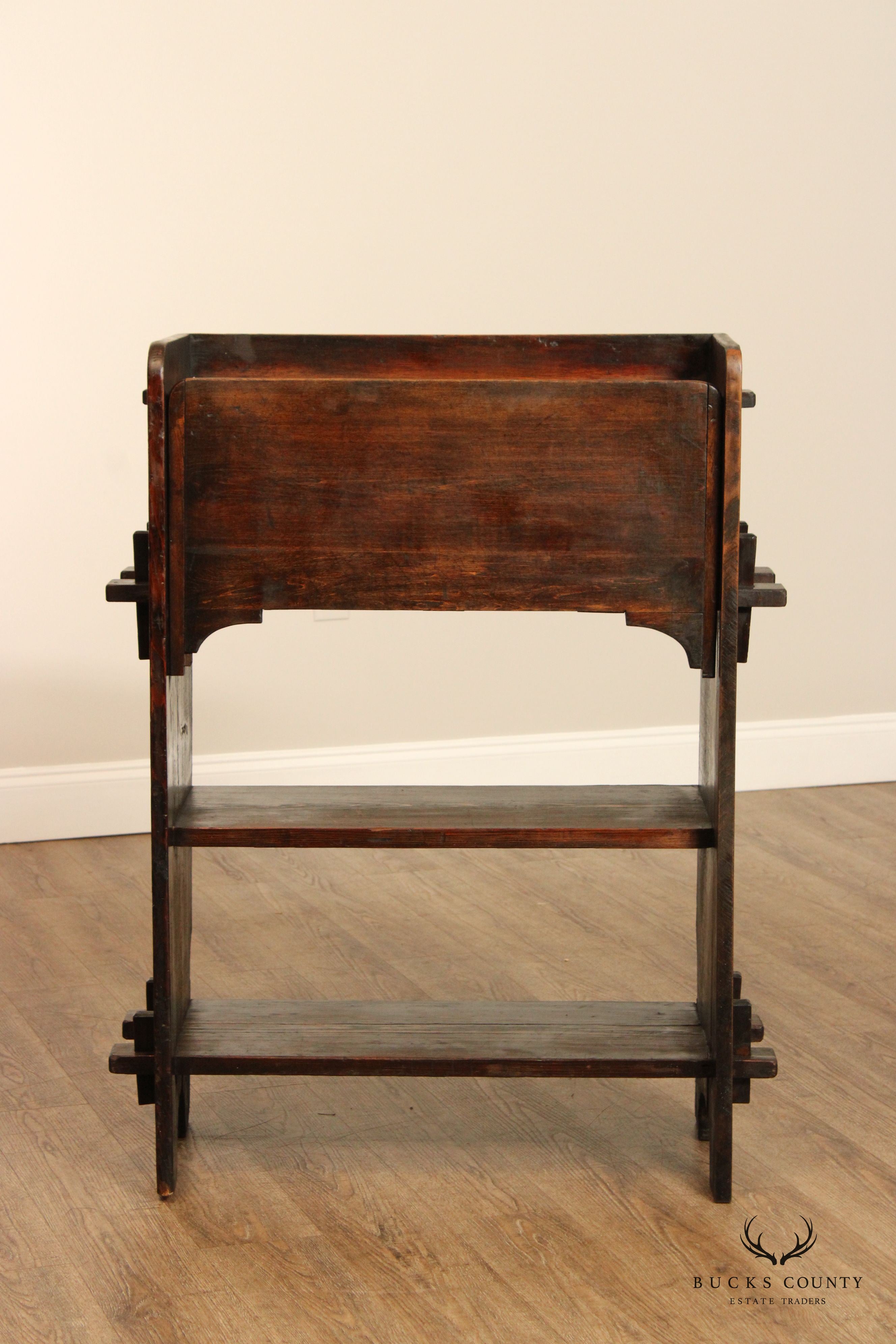 Antique Arts & Crafts Pine Drop Front Writing Desk