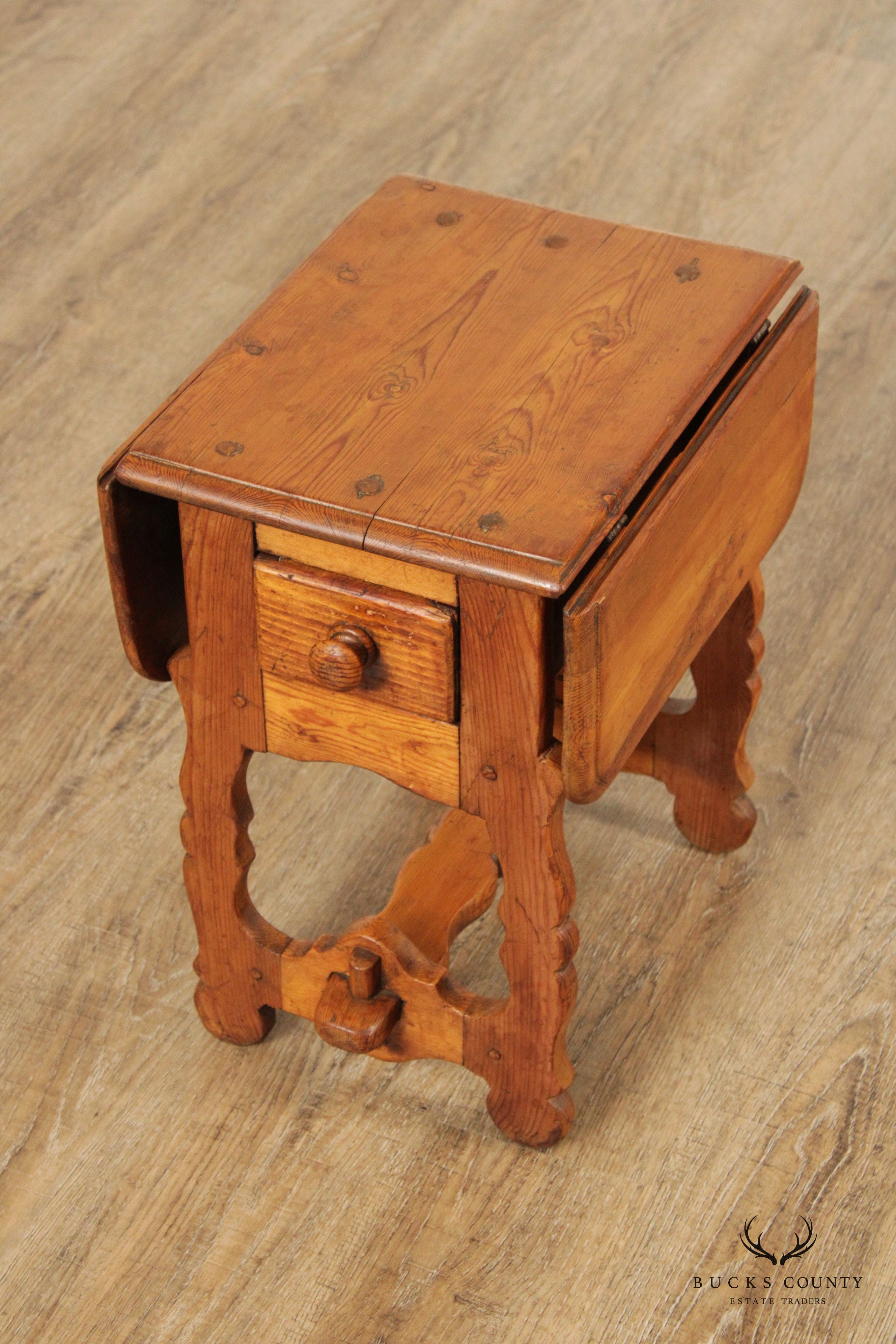 Antique Pine Drop Leaf Tavern Side Table