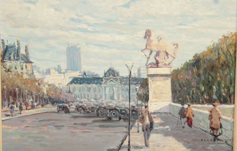 Late 20th C. Impressionist Style 'Paris' Street Scene by George Malva