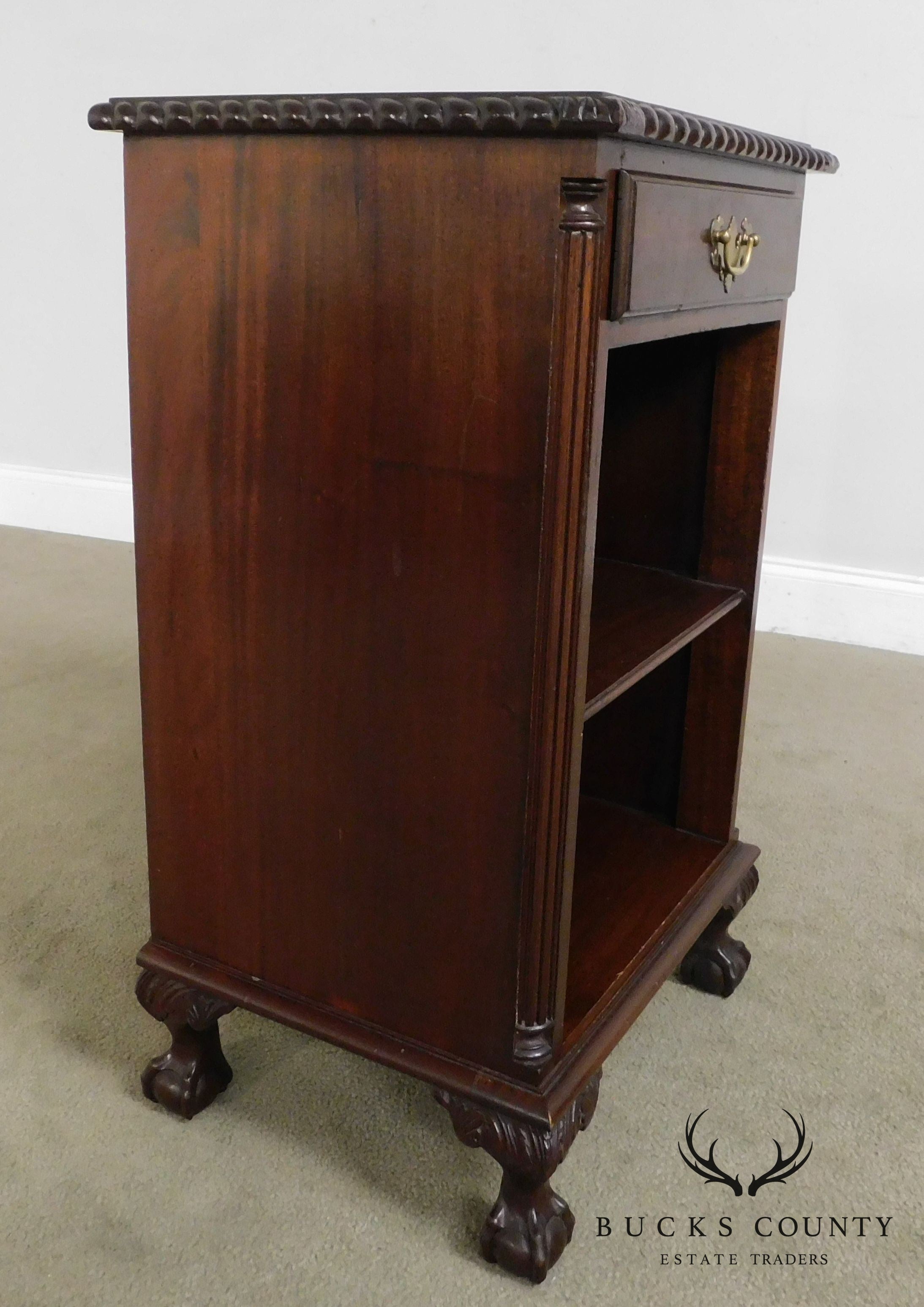 Chippendale Style Custom Mahogany Ball and Claw One Drawer Nightstand