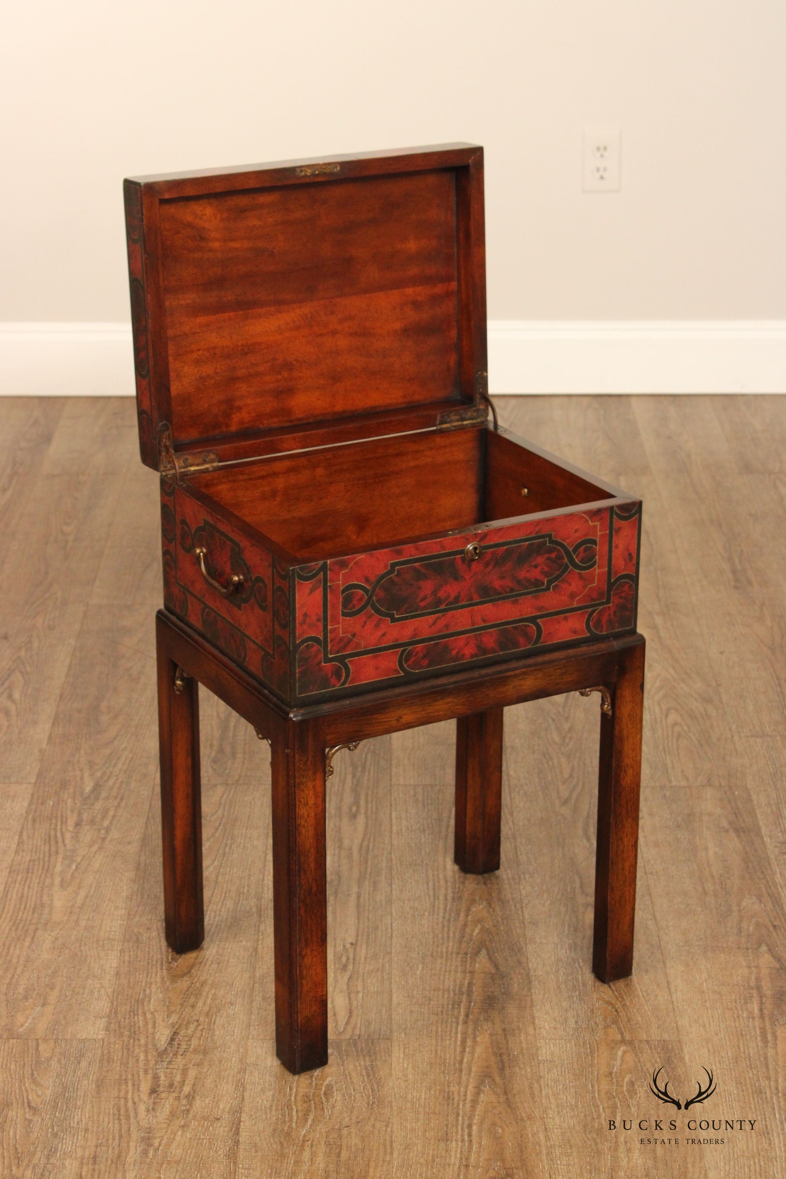 Maitland Smith Georgian Style Lacquered Chest on Stand