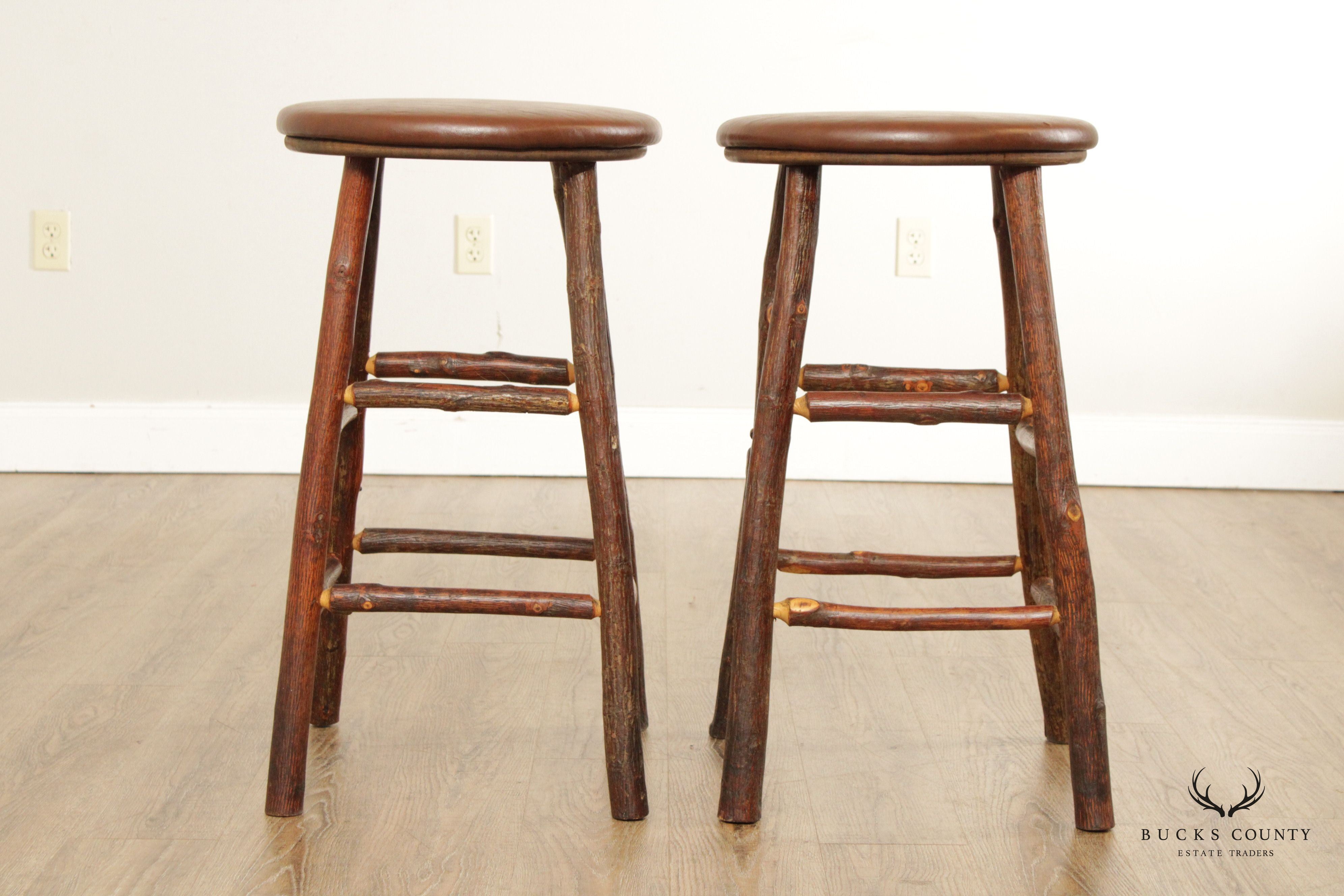 Old Hickory Pair Rustic Bar Stools