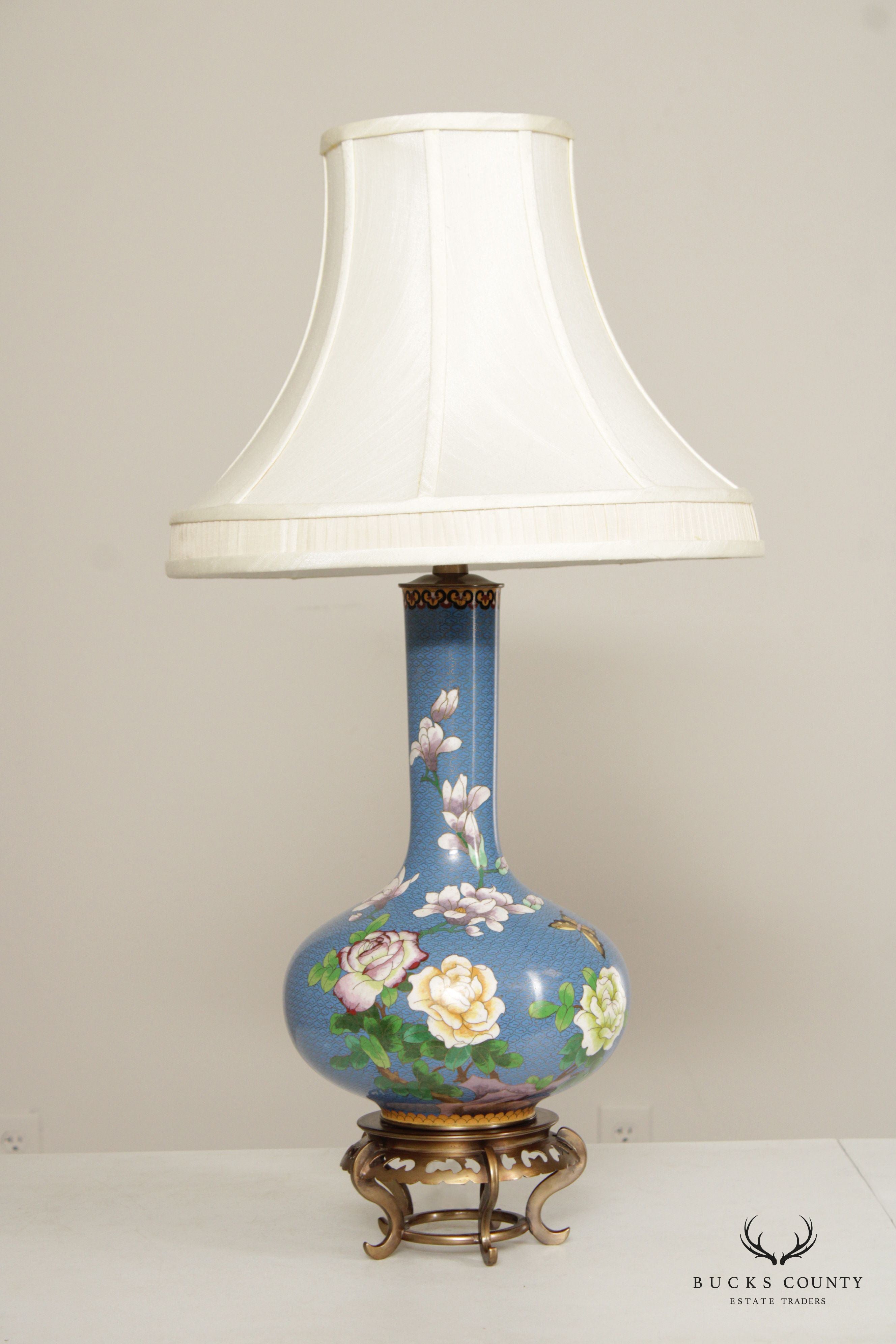 Marbro Lamp Company Japanese Style Vintage Cloisonne Vasiform Table Lamp