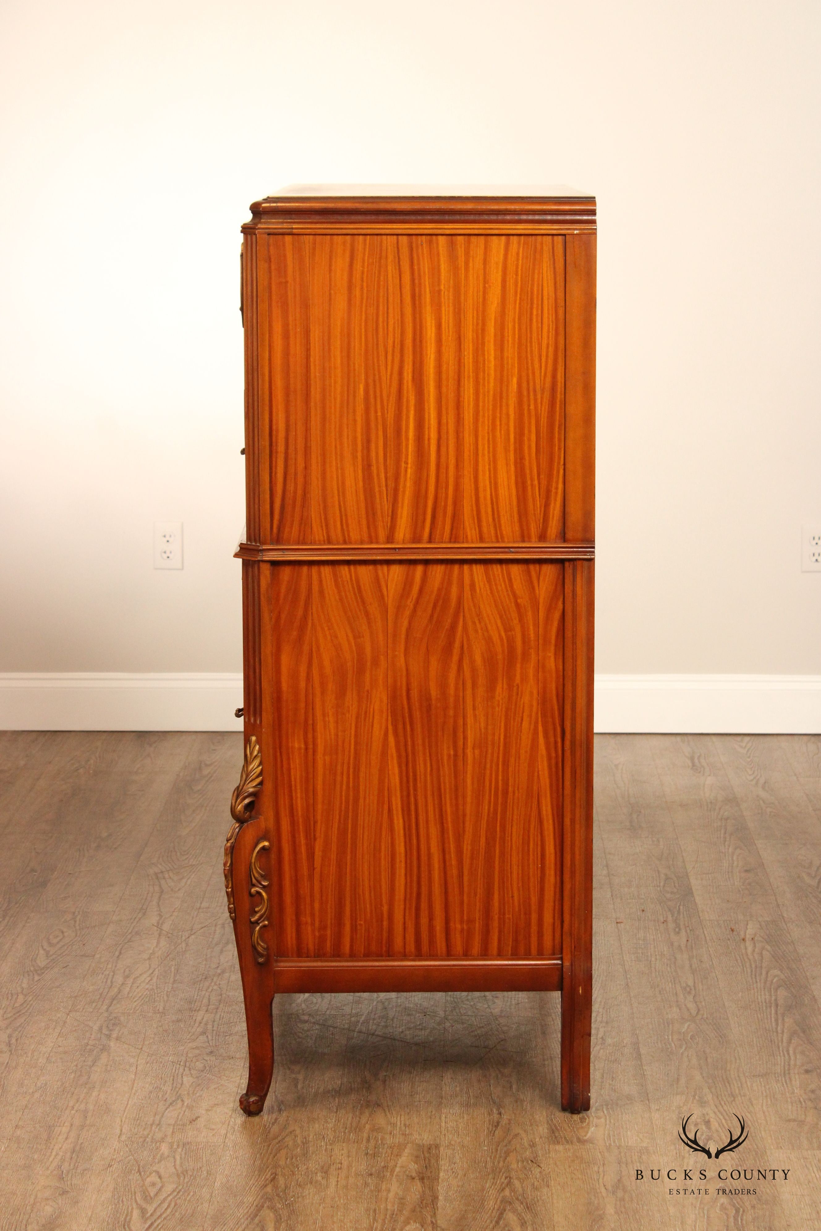 1930's French Louis XV Style Satinwood Parquetry High Chest