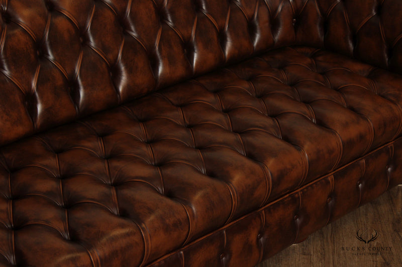 English Style Tufted Leather Chesterfield Sofa