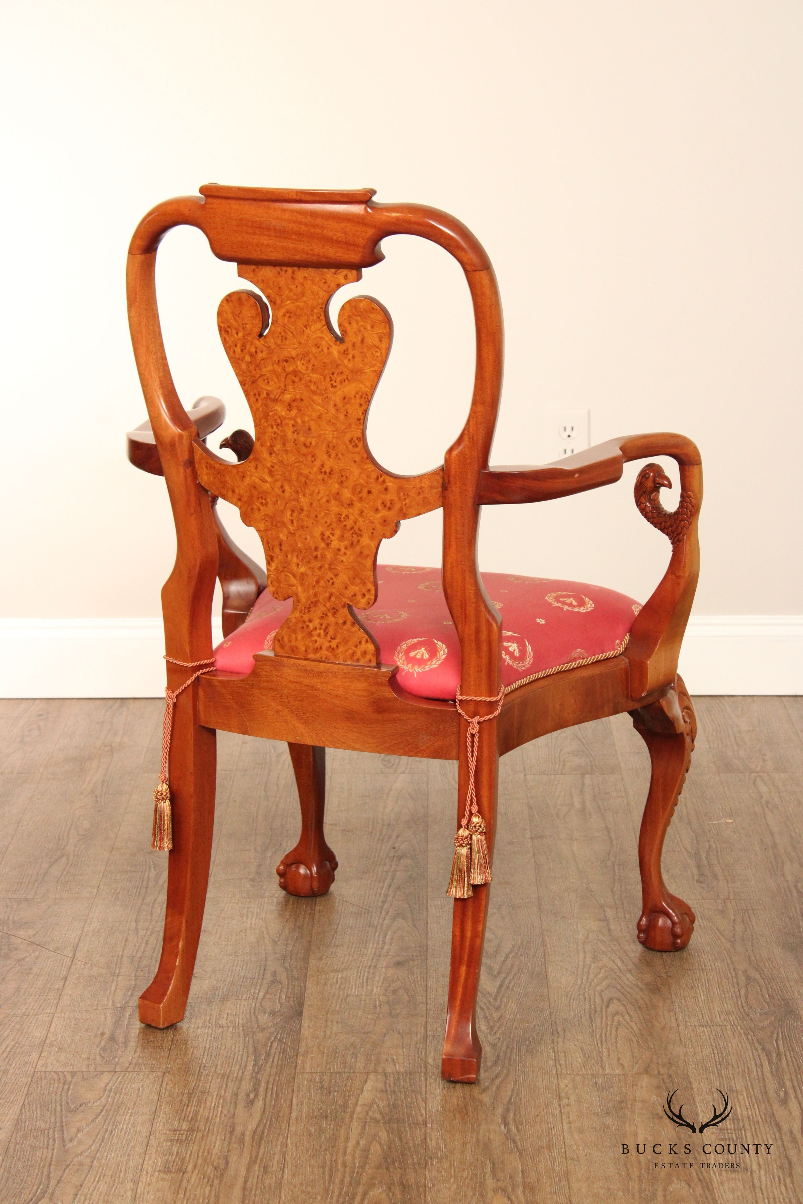 Georgian Style Set of Twelve Carved Yew Wood Dining Chairs