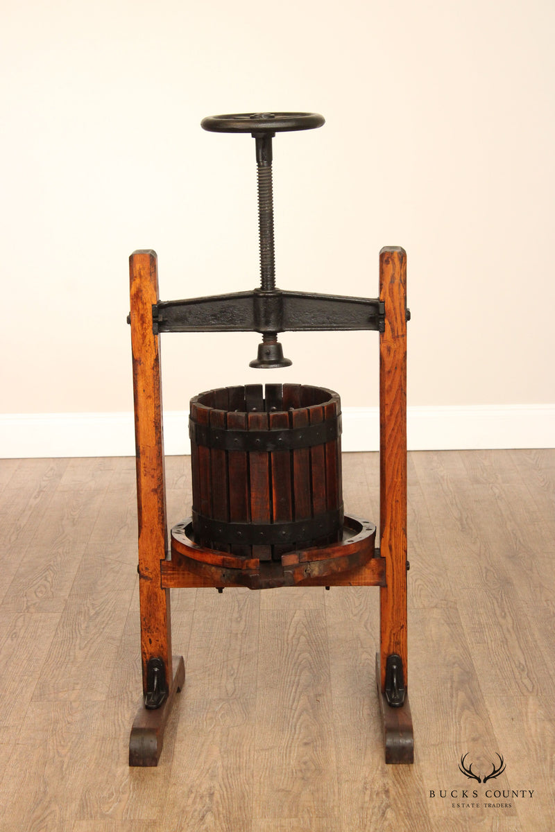 Vintage Oak and Cast Iron Fruit Press