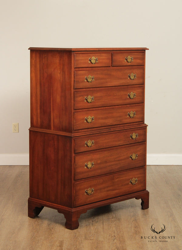 Henkel Harris Vintage Chippendale Style Cherry Chest on Chest