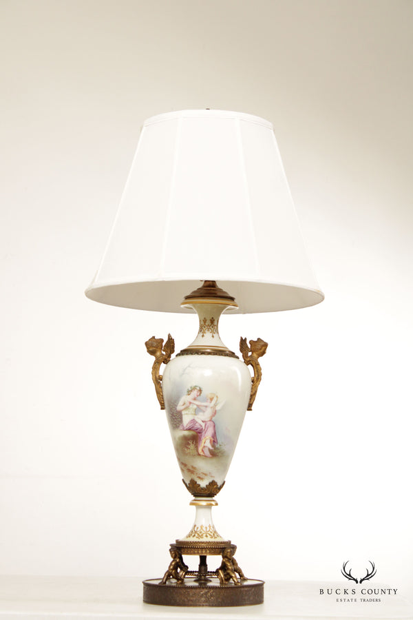 Antique 19th C. French Porcelain Urn Table Lamp