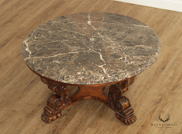Henredon 'Amalfi Breccia' Round Marble Top Cocktail or Coffee Table