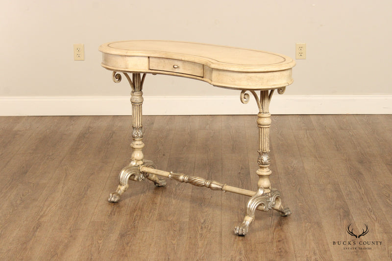 Victorian Style Distress Painted Kidney Form Writing Desk
