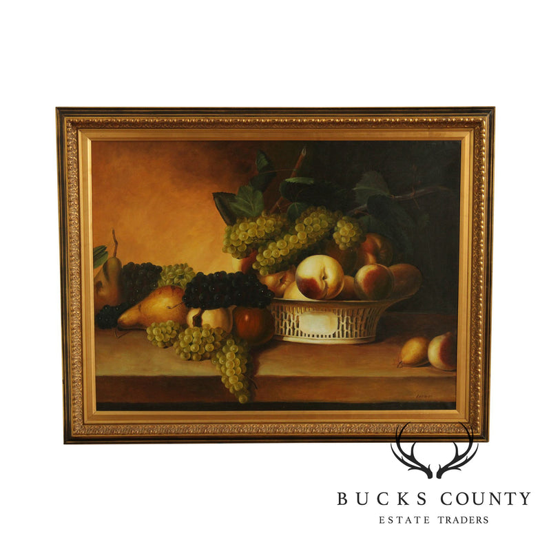Custom Framed Still Life Oil Painting on Canvas Fruit Basket