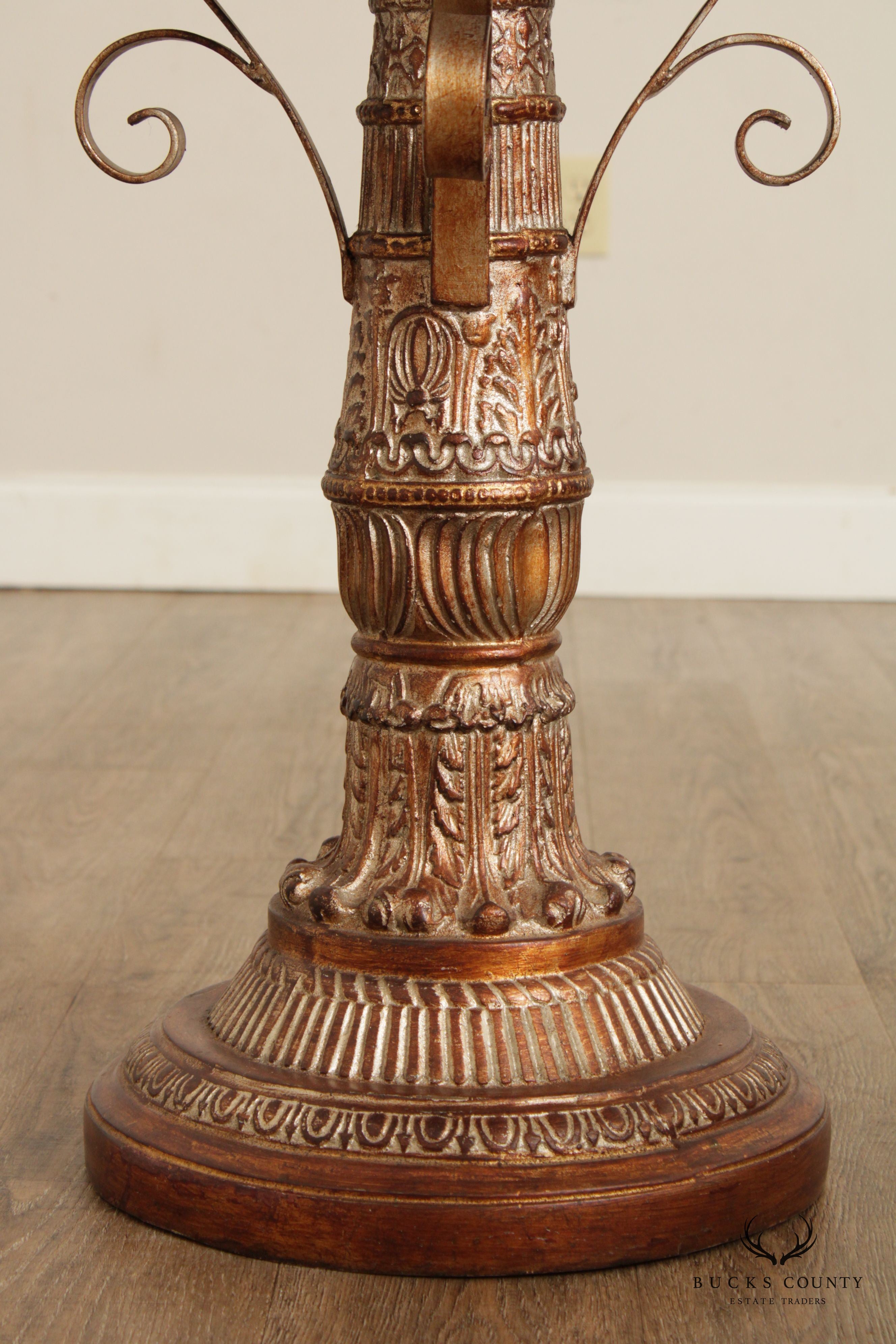 Neoclassical Style Carved Gilt Pedestal Base Chess Game Table