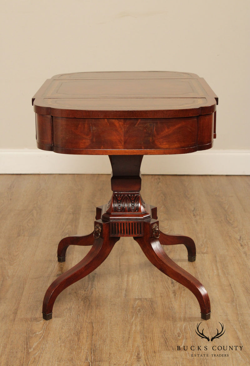 Regency Style Vintage Mahogany Leather Top Side Table