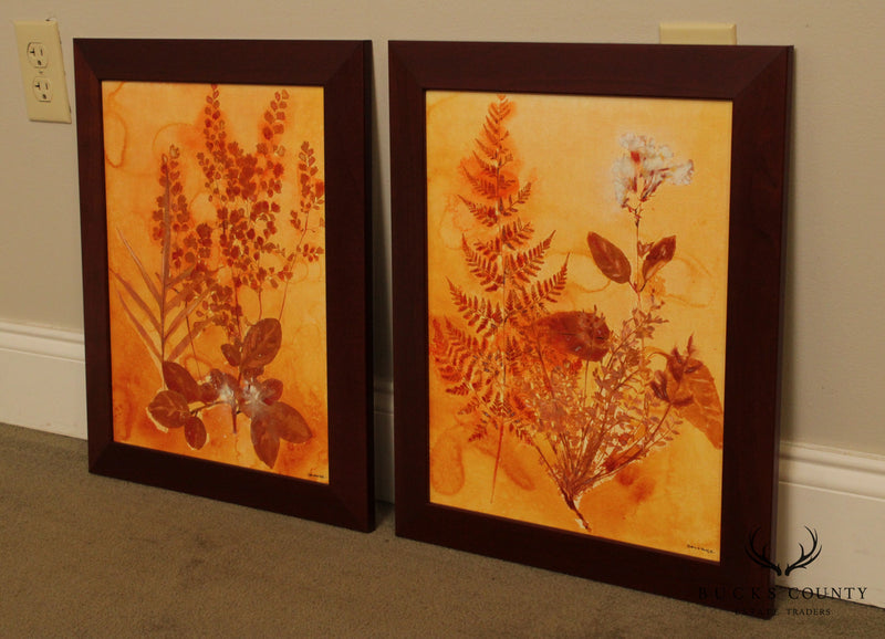 Pair of Botanical Ink-Wash Paintings