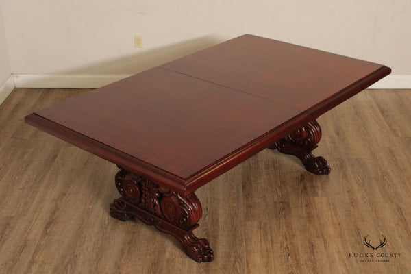 Henredon Ralph Lauren Baroque Style Mahogany Expandable Trestle Dining Table