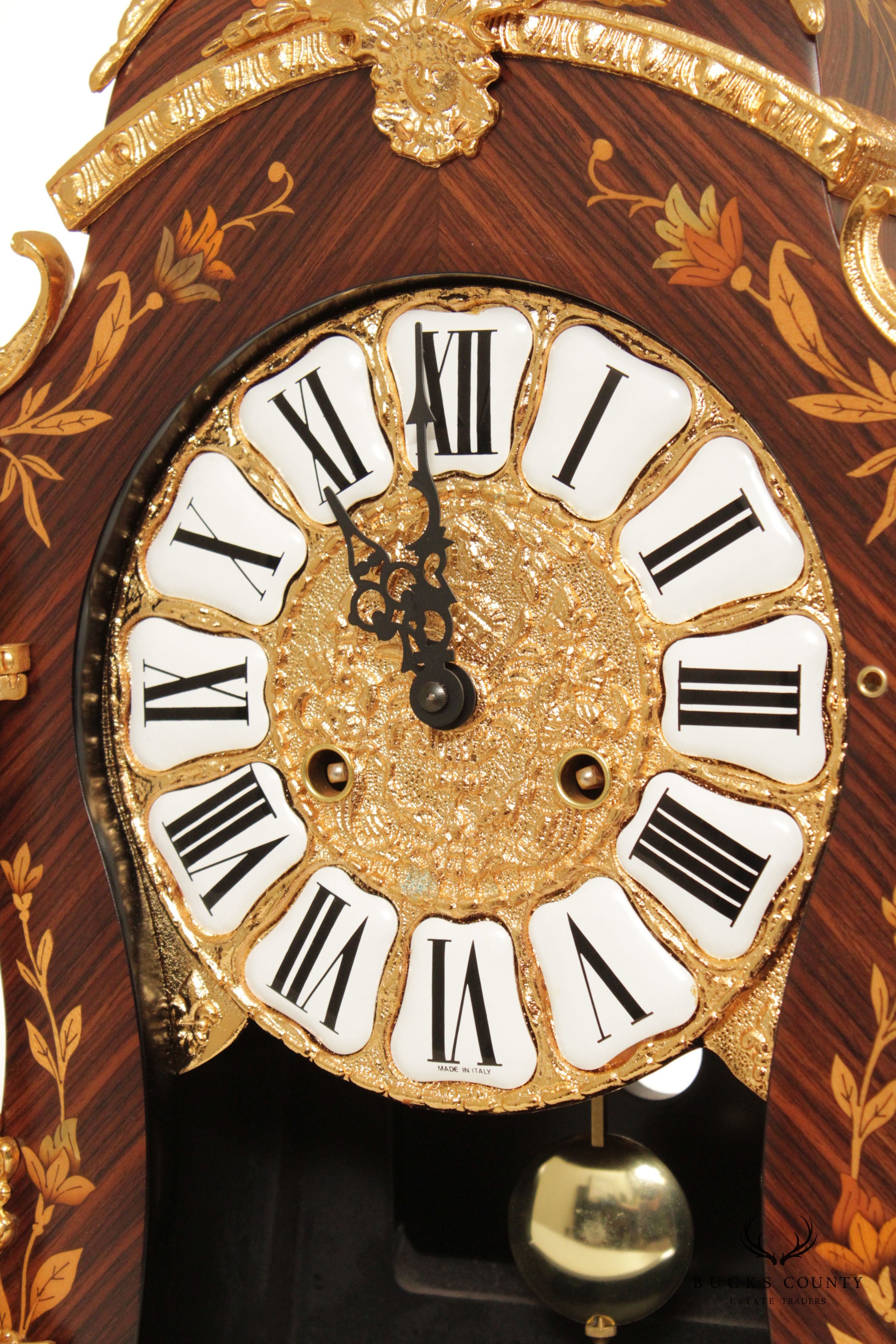 Franz Hermle French Louis XV Style Marquetry Mantle Clock