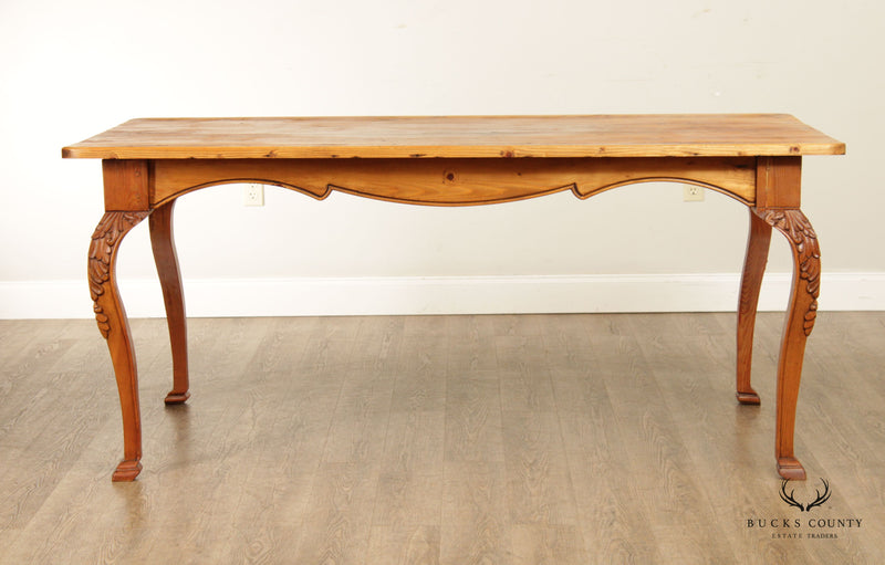 French Country Farmhouse Style Pine Carved Dining Table