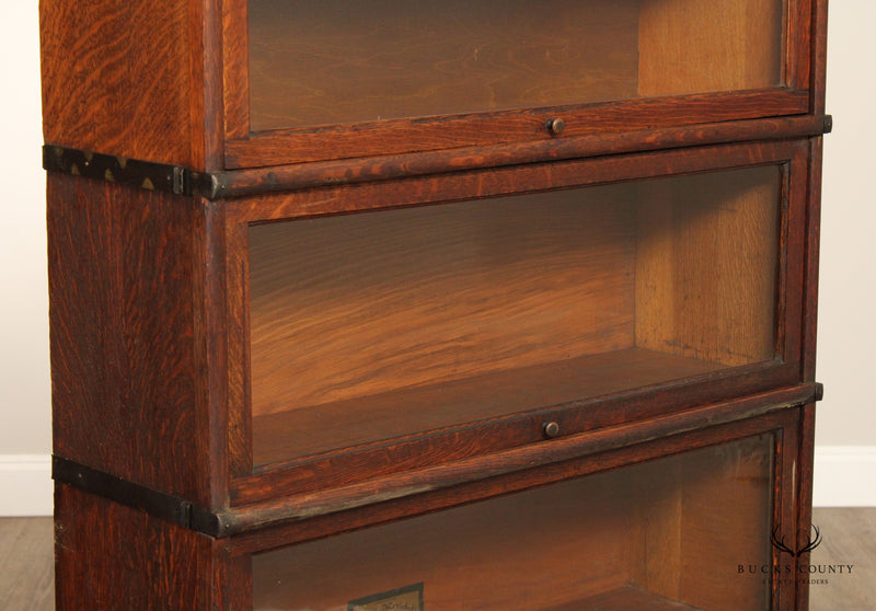 Antique Globe Wernicke Oak Four-Stack Barrister Bookcase