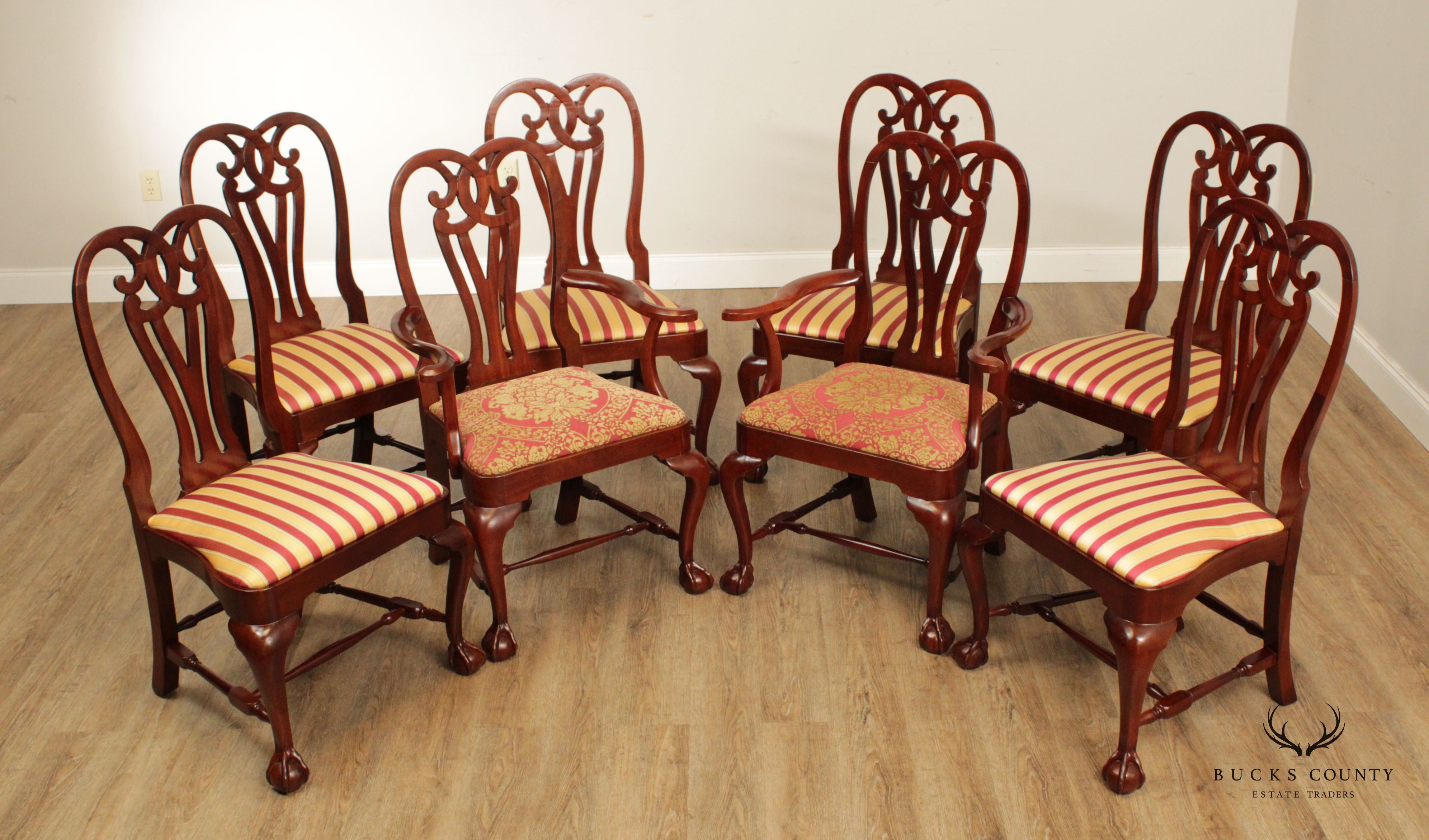 Chippendale Style Set of 8 Mahogany Ball and Claw Dining Chairs