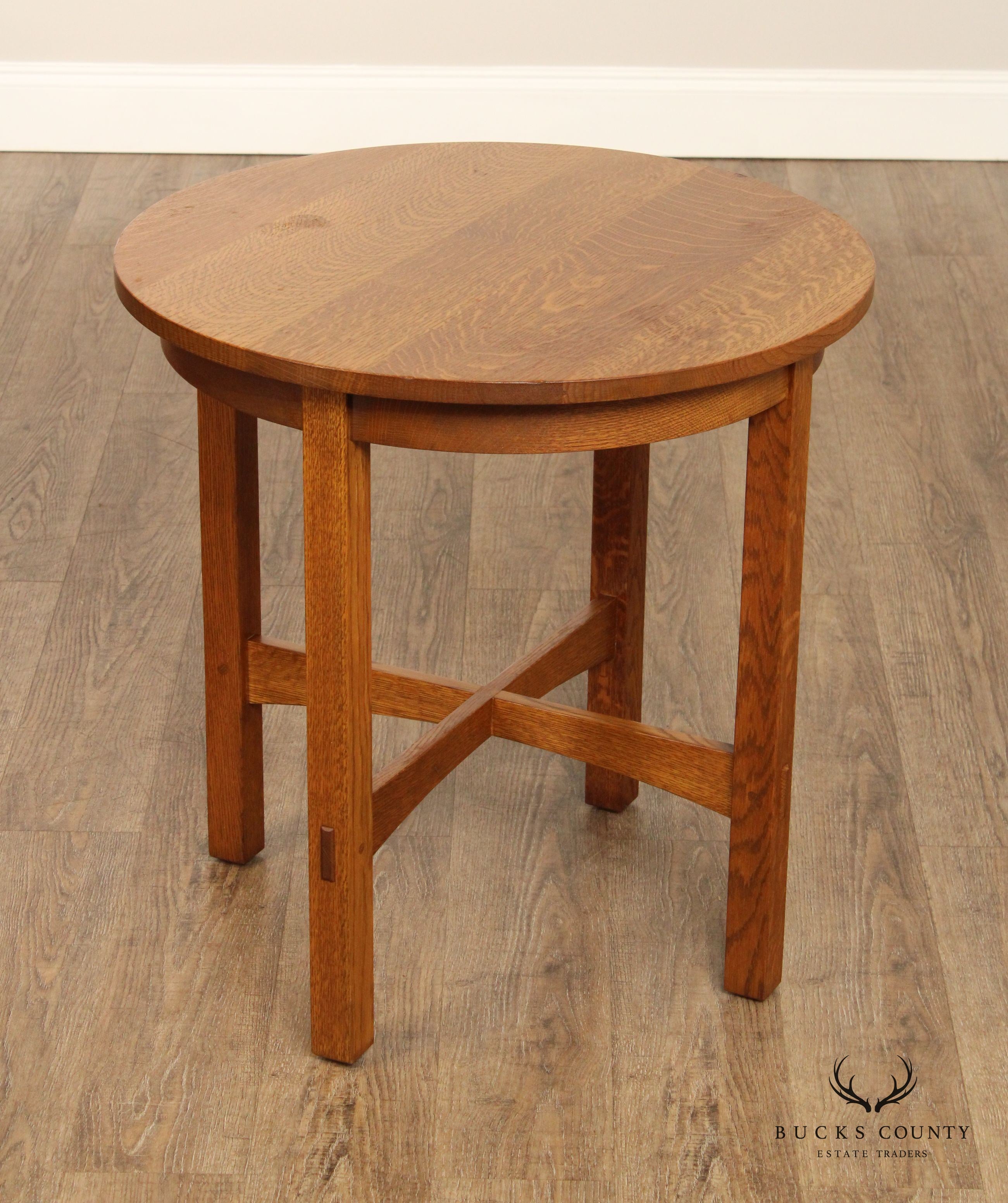 Stickley Mission Collection Oak Round Lamp Table