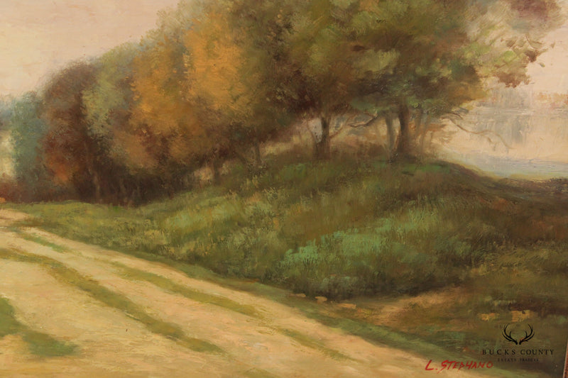 Country Road Landscape Original Oil Painting, by L. Stephano