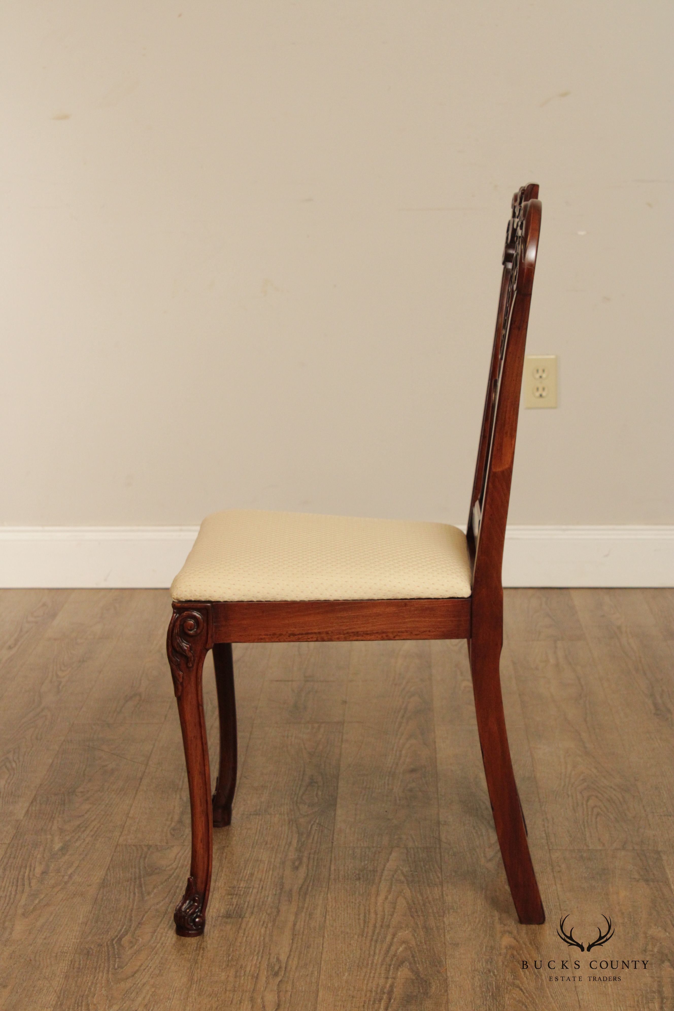 Georgian Style  Vintage Carved Mahogany Side Chair