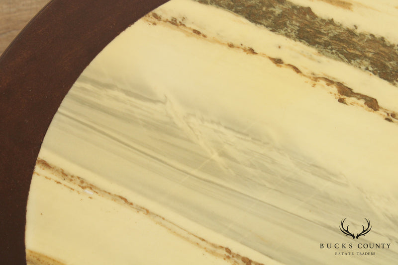 Vintage Asian Hardwood Marble Top Coffee Table
