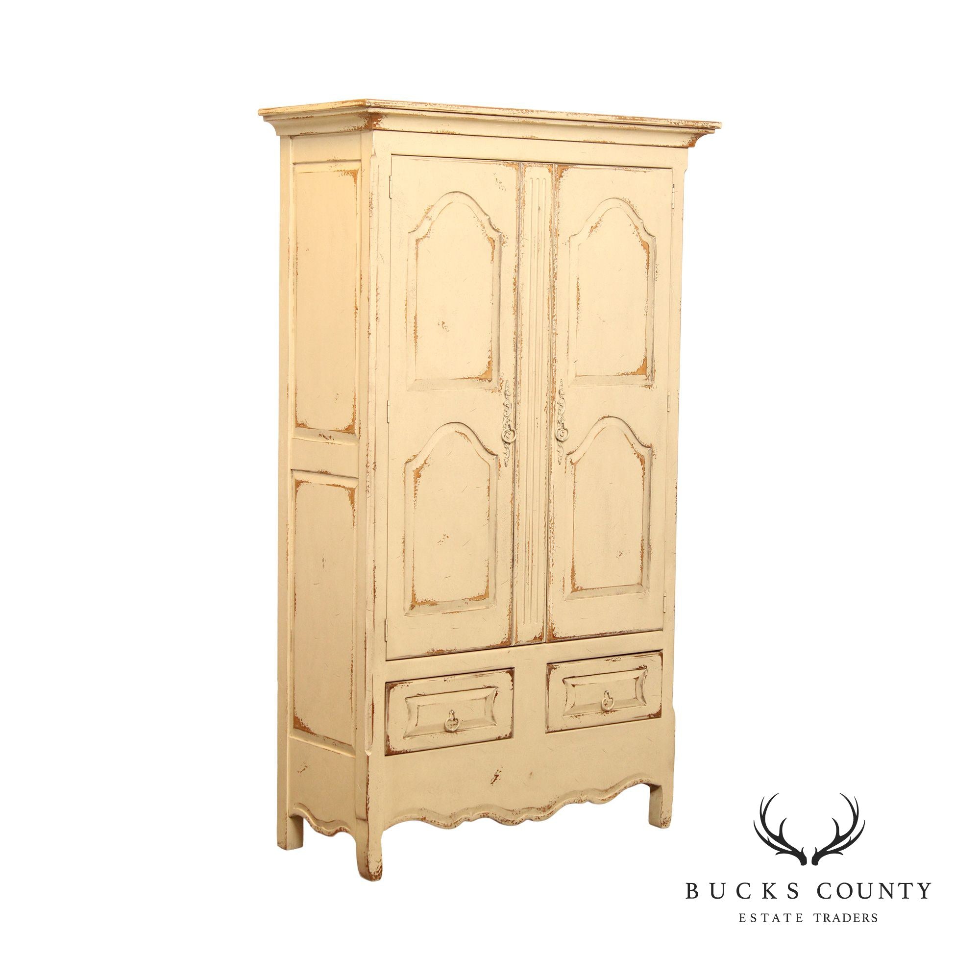 Habersham French Provincial Style Distress Painted Armoire