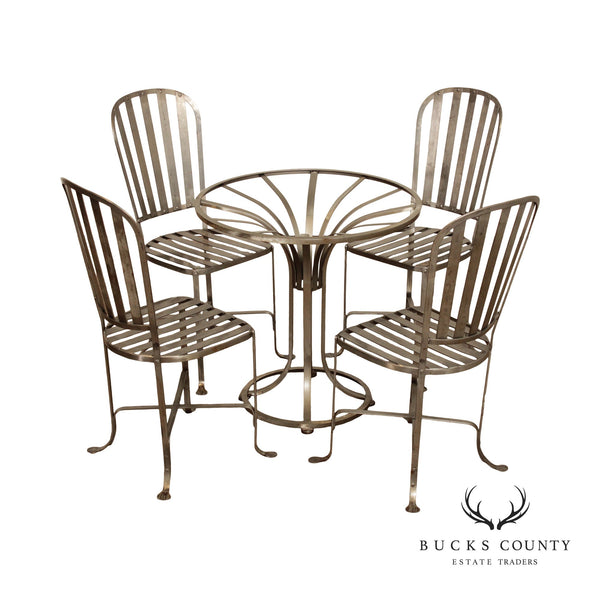 Industrial Stainless Steel Five-Piece Dining or Bistro Set