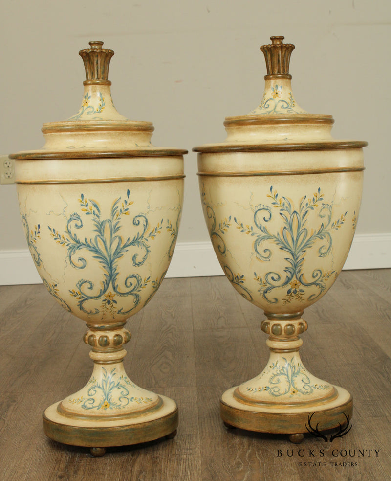 Sarried, LTD. Hand Painted Pair Decorative Lidded Vases
