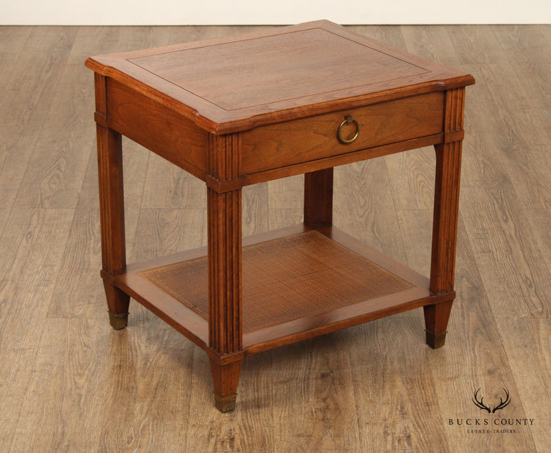 Baker Milling Road Neoclassical Style Pair of Walnut One Drawer Nightstands