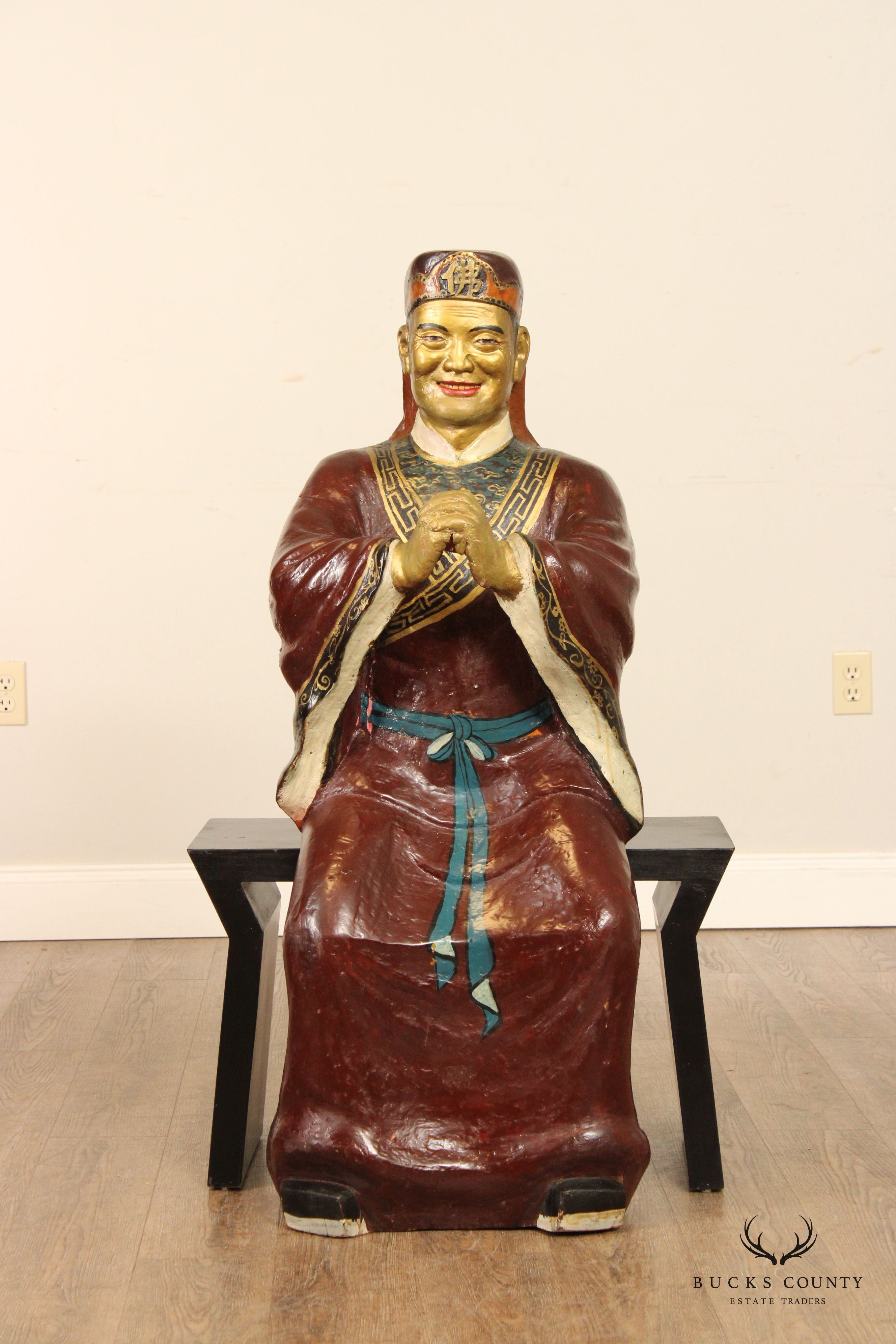 Chinese Polychrome and Gilt Painted Votive Figure